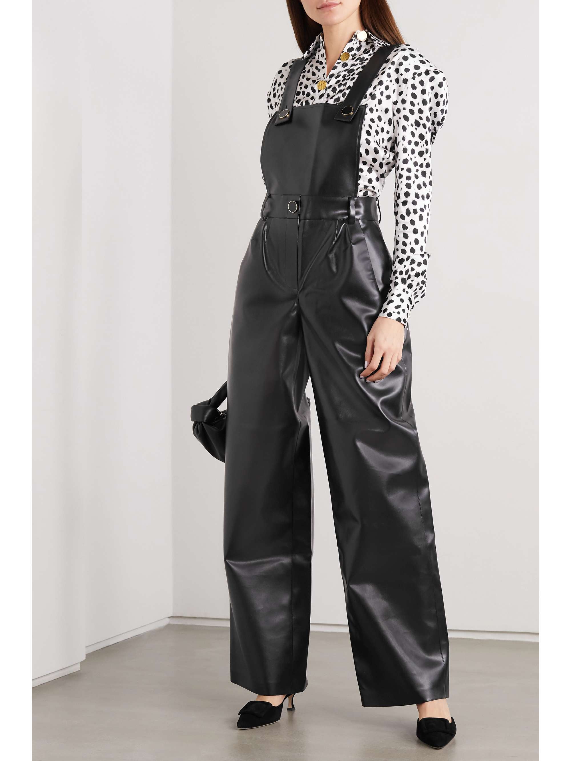 Black Faux leather jumpsuit | ROWEN 