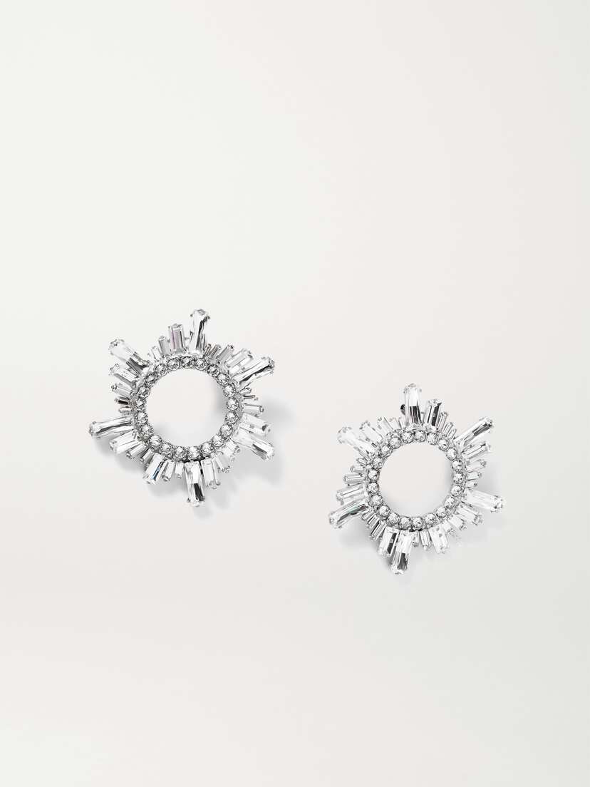 Amina Muaddi Begum Silver-tone Crystal Earrings