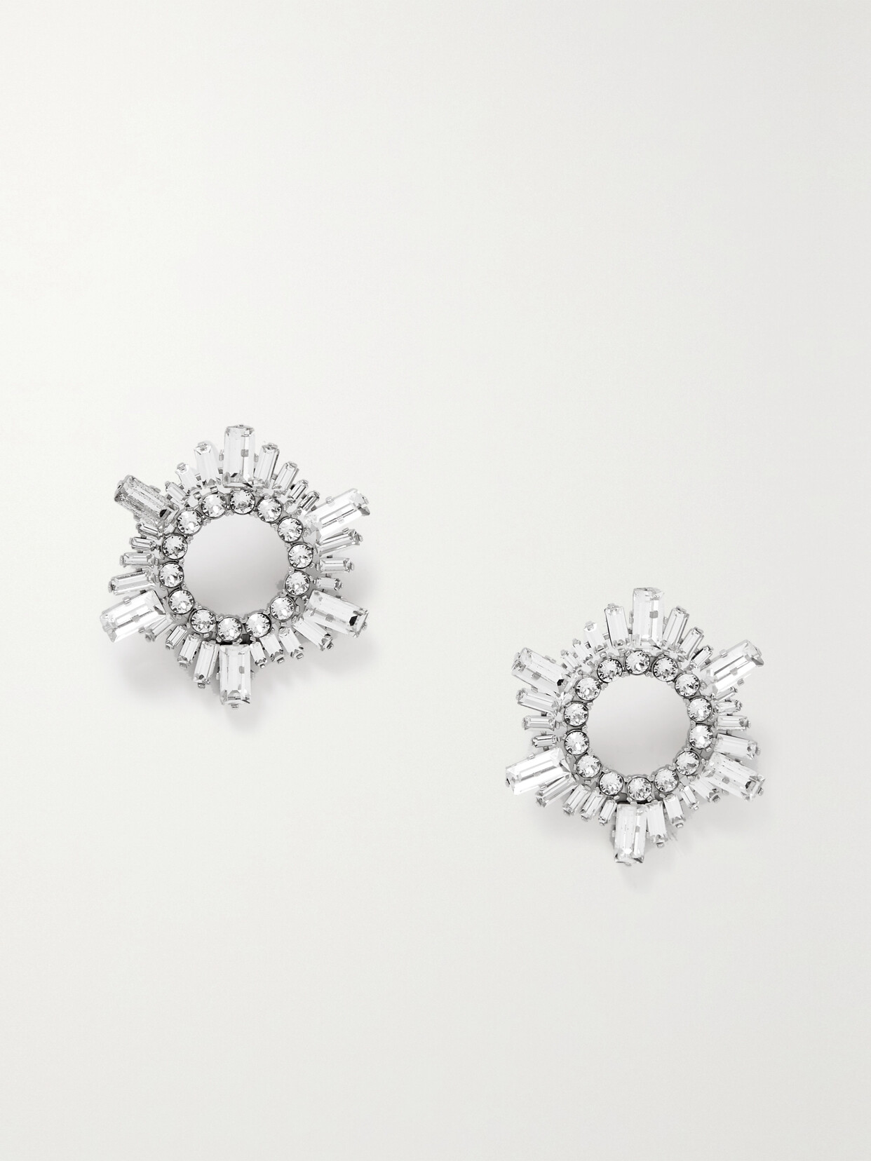 Amina Muaddi - Begum Mini Silver-tone And Crystal Earrings - One size