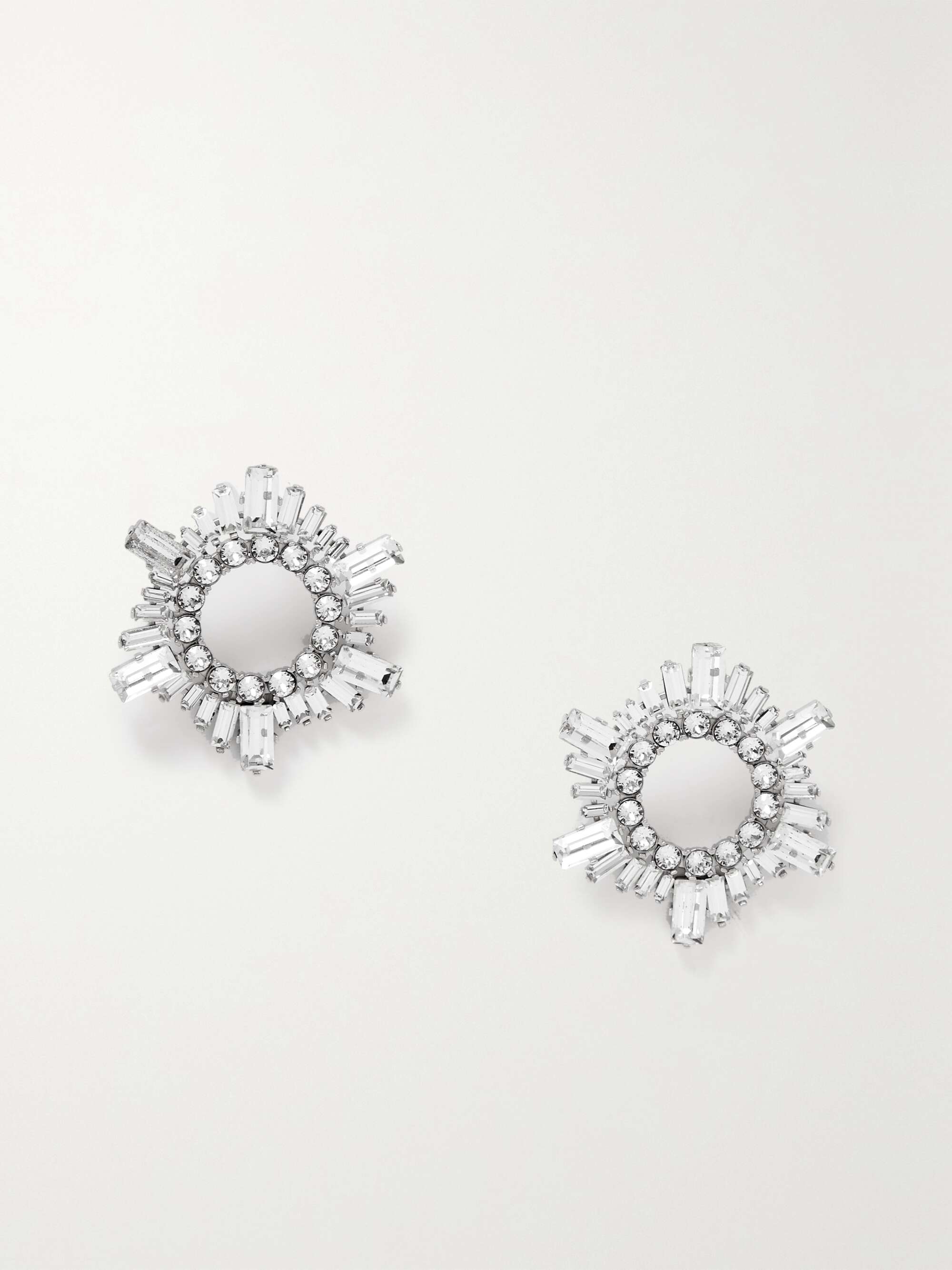 AMINA MUADDI Begum mini silver-tone crystal earrings