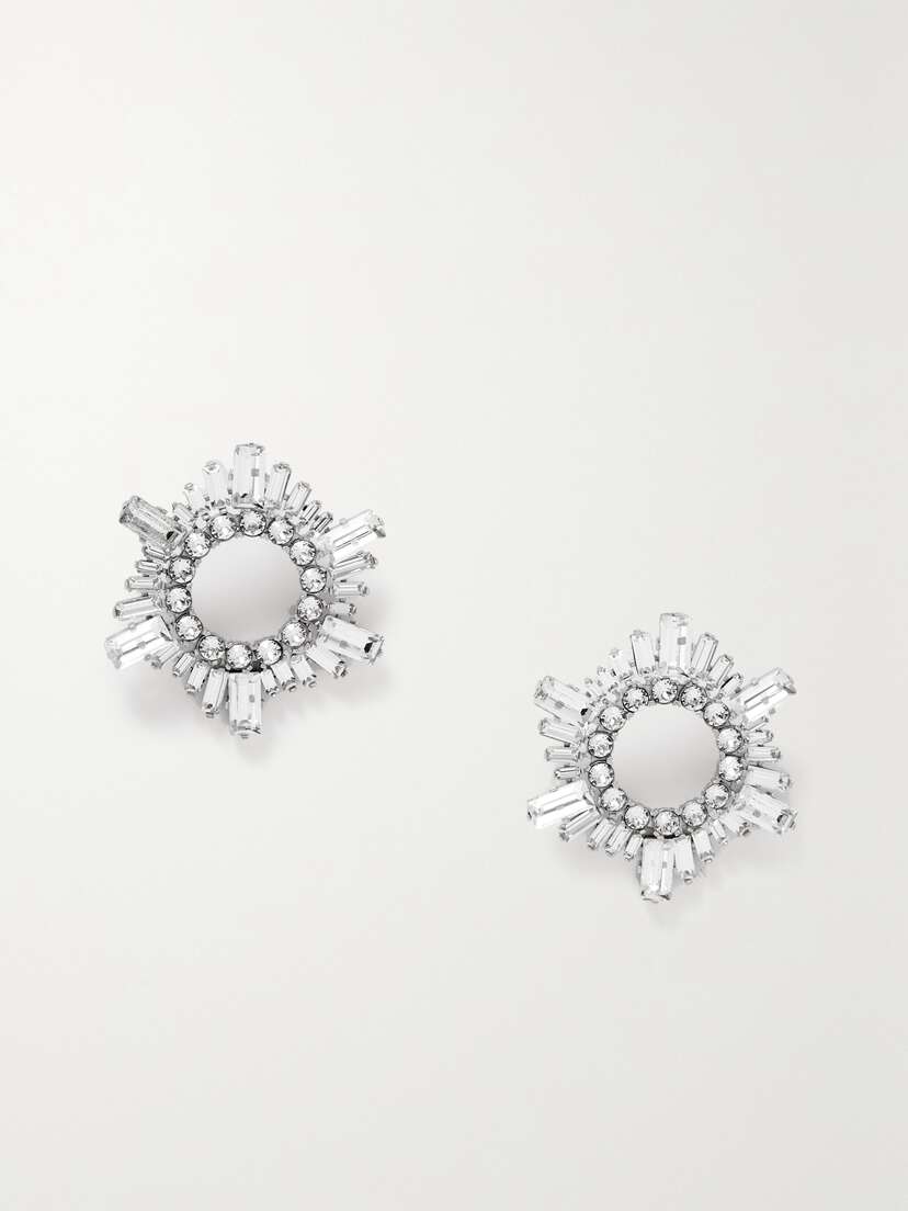 Amina Muaddi Begum Mini Silver-tone And Crystal Earrings