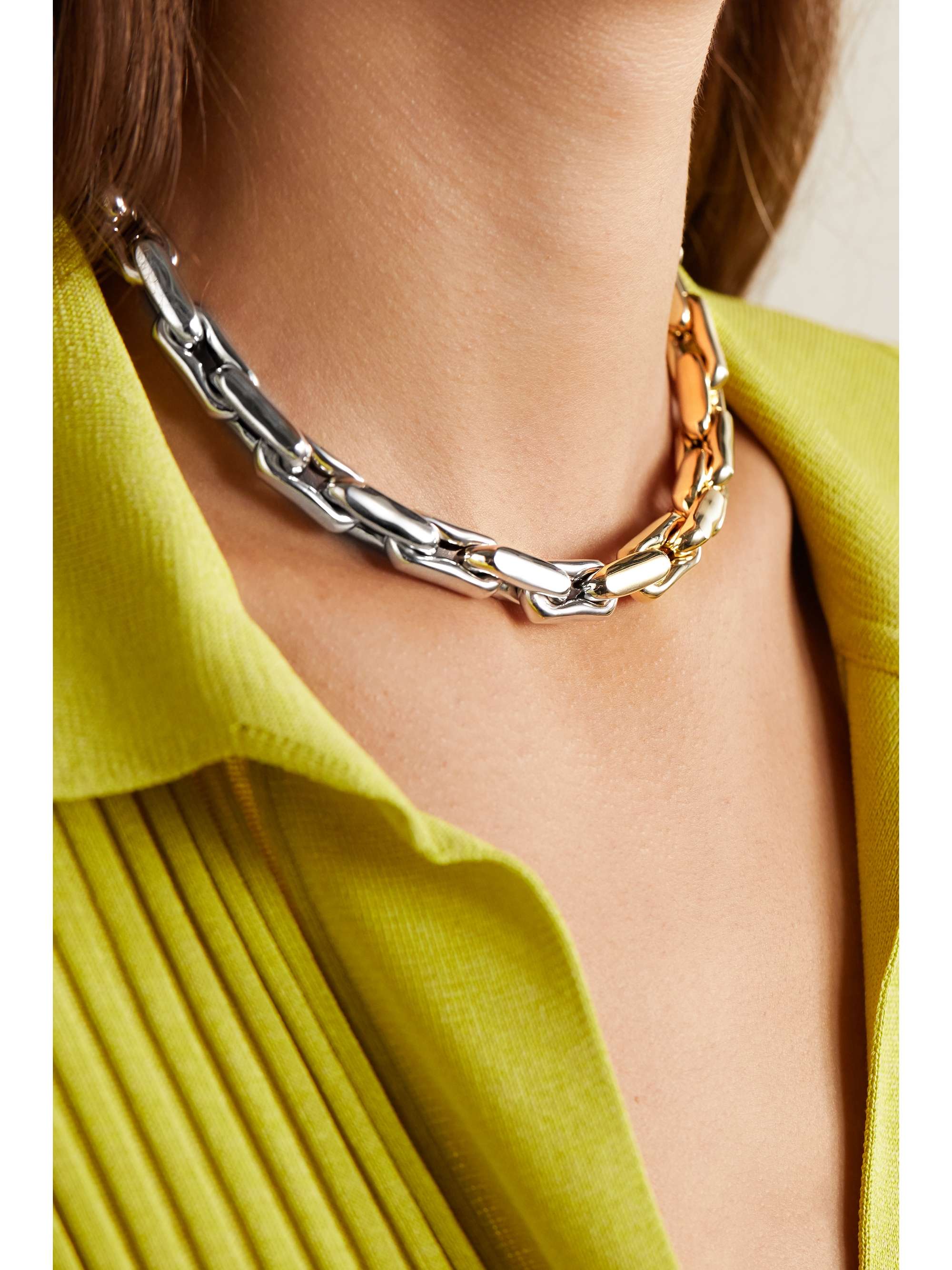 LAUREN RUBINSKI Medium 14-karat yellow and white gold necklace