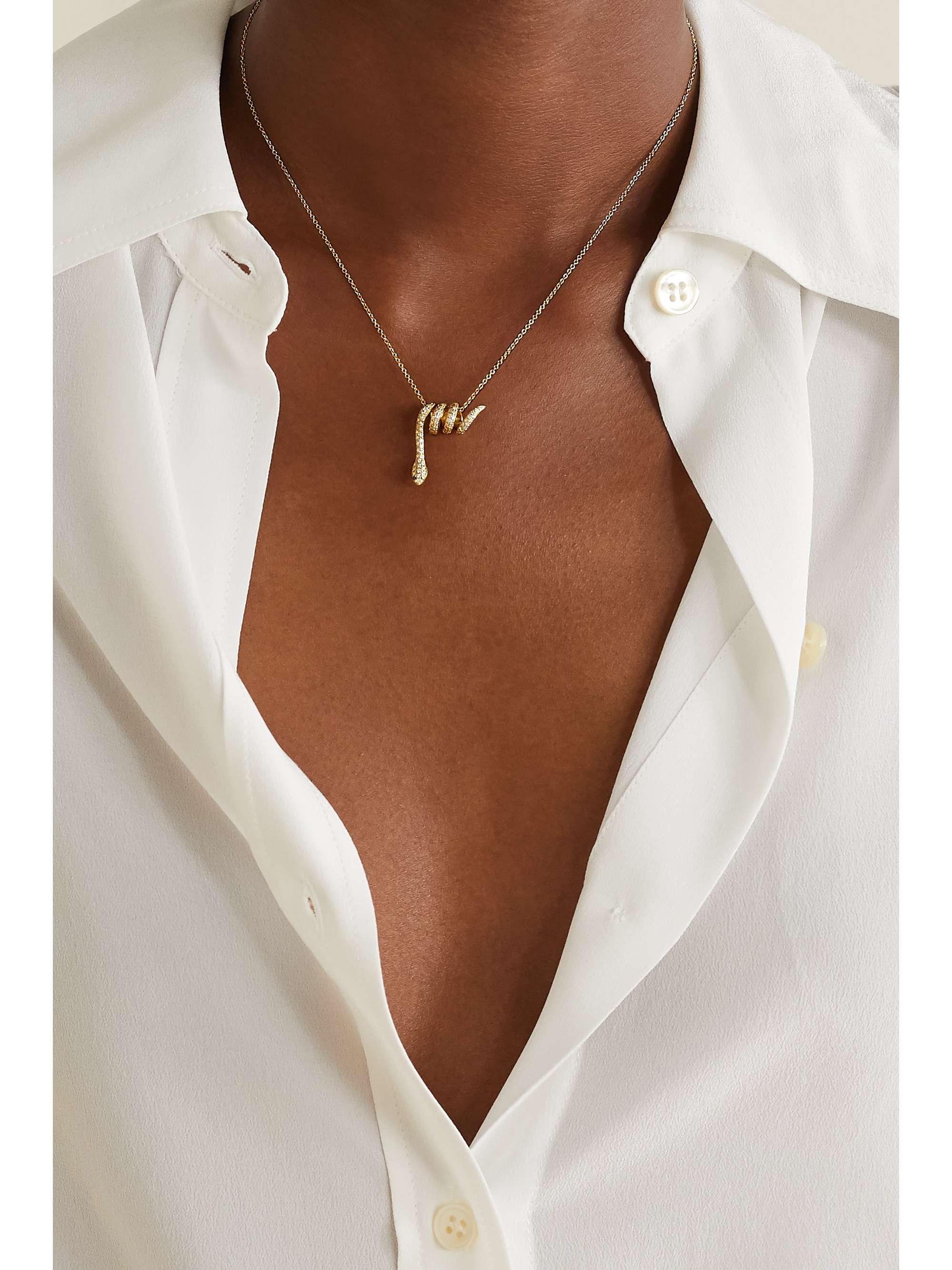 ILEANA MAKRI Snake 18-karat gold, diamond and tsavorite necklace