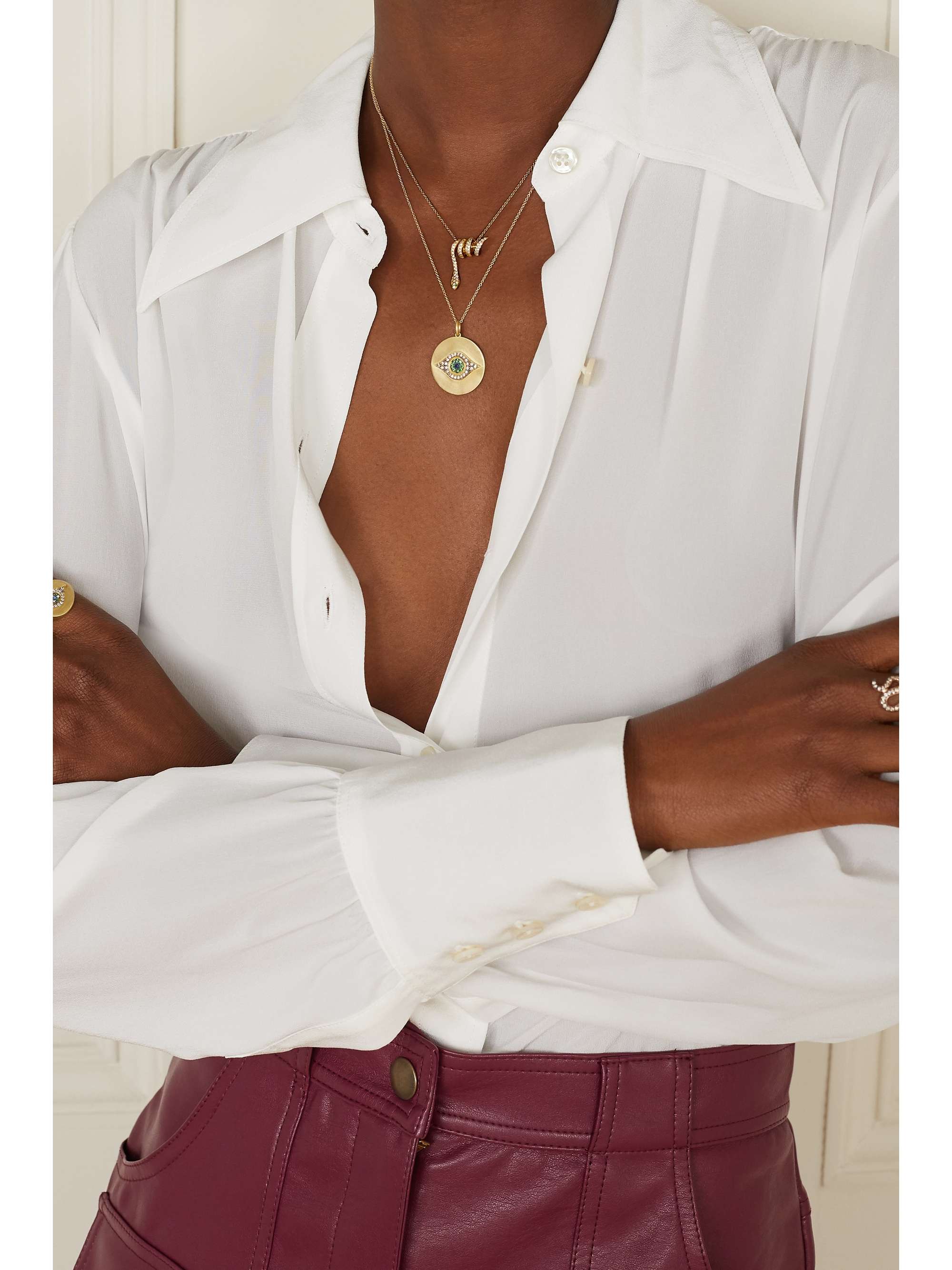 ILEANA MAKRI Snake 18-karat gold, diamond and tsavorite necklace