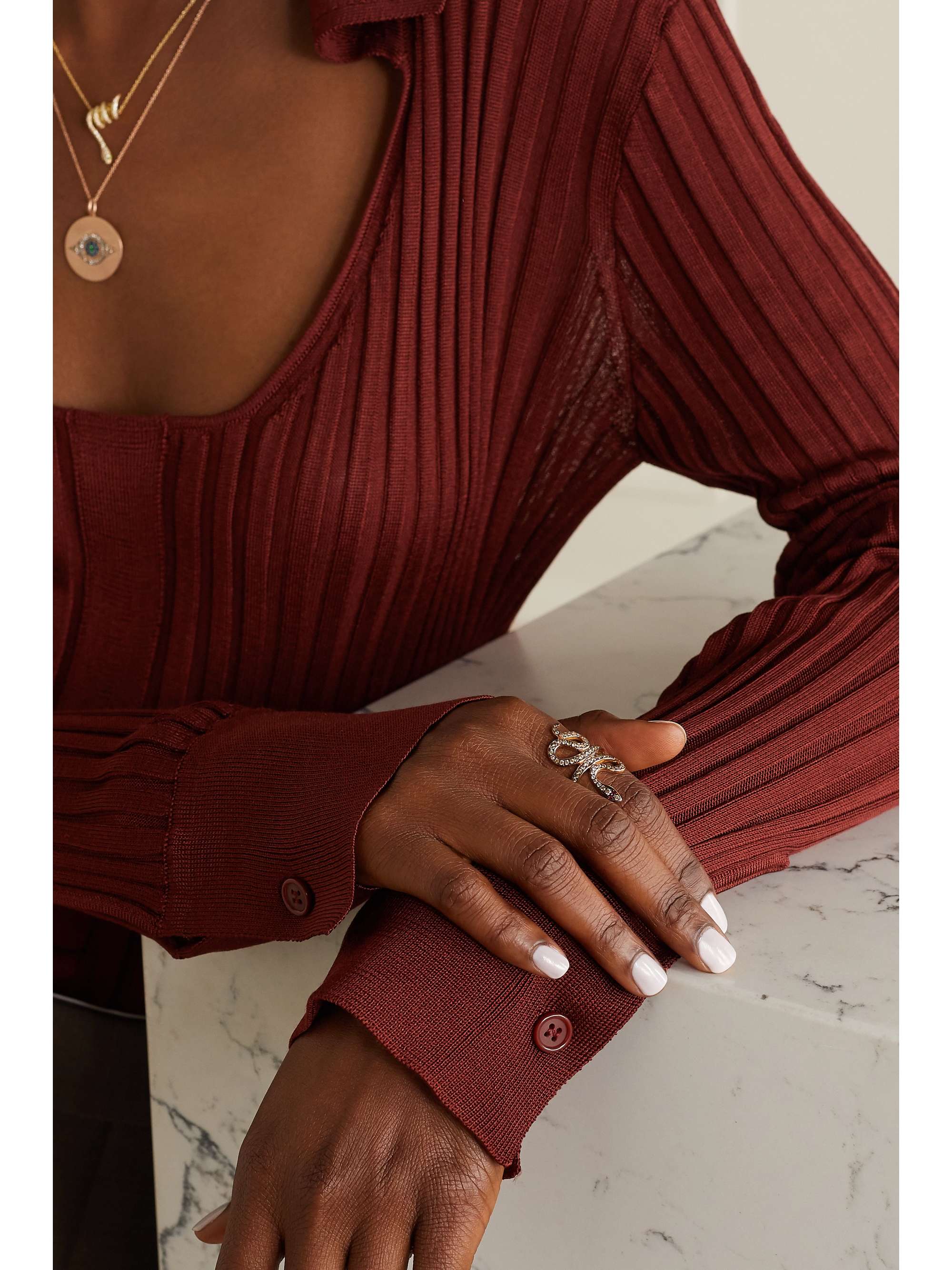 ILEANA MAKRI Slither 18-karat white gold diamond ring