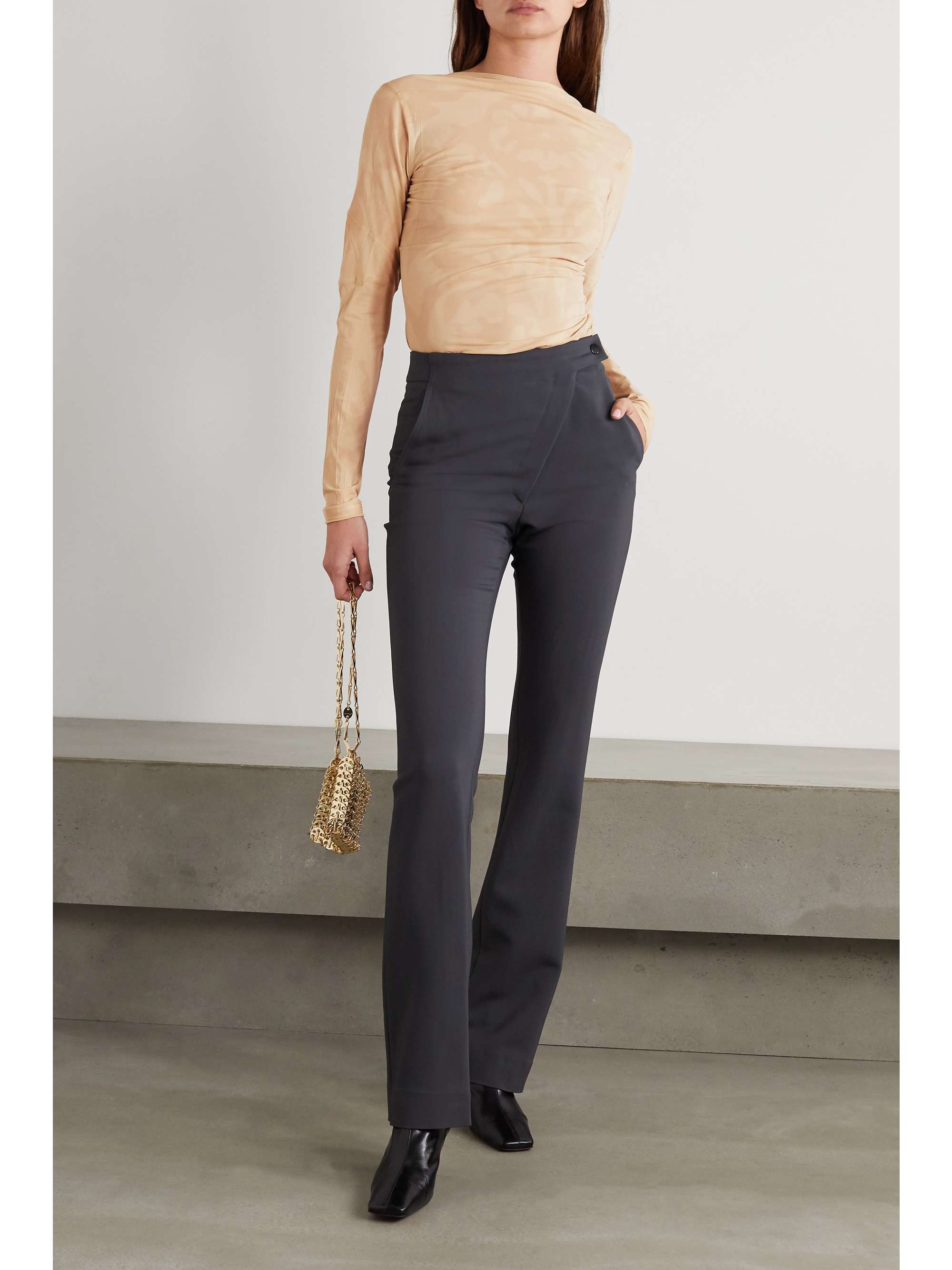 IOANNES Open-back paneled printed stretch-jersey top