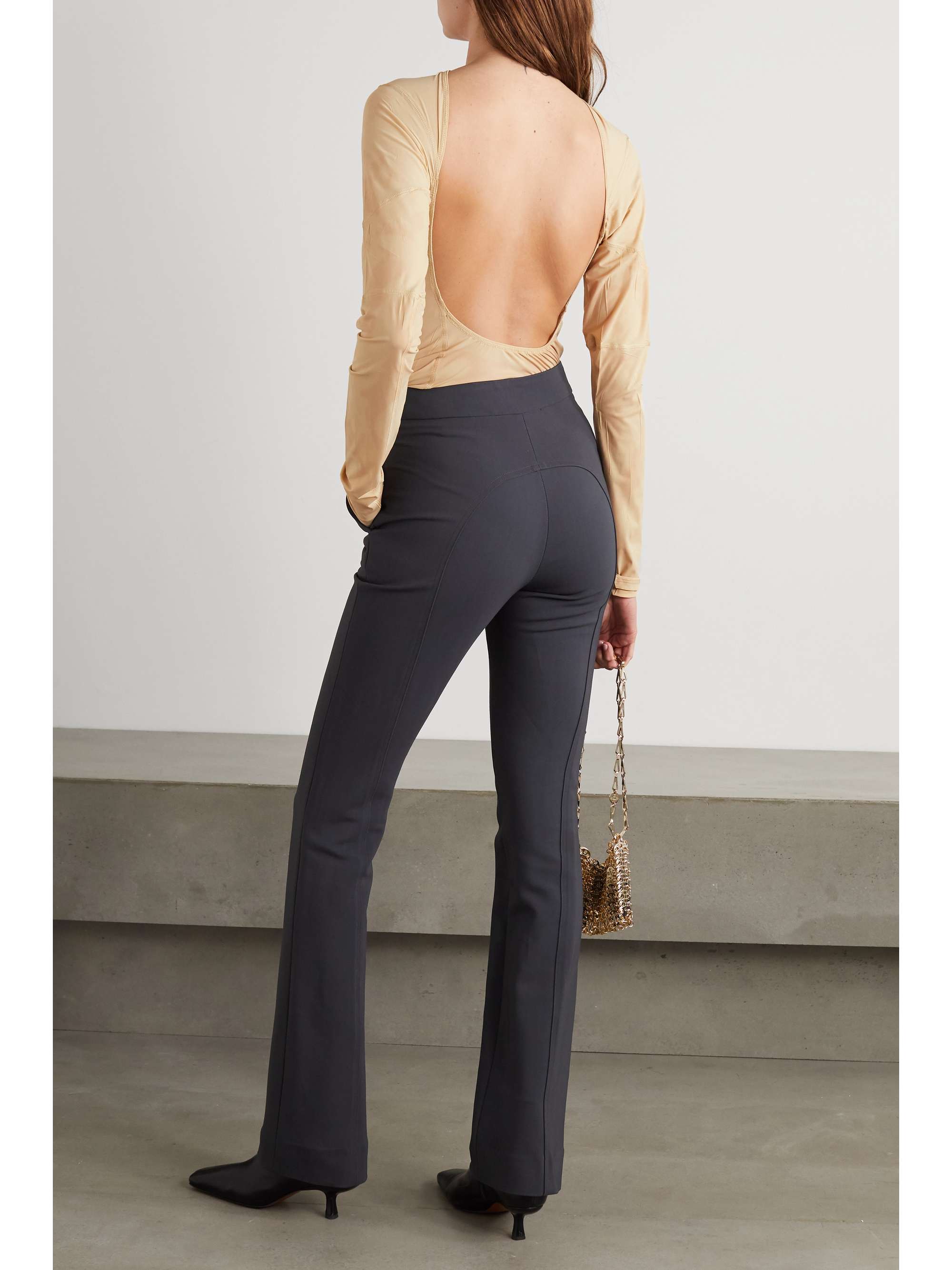 IOANNES Open-back paneled printed stretch-jersey top