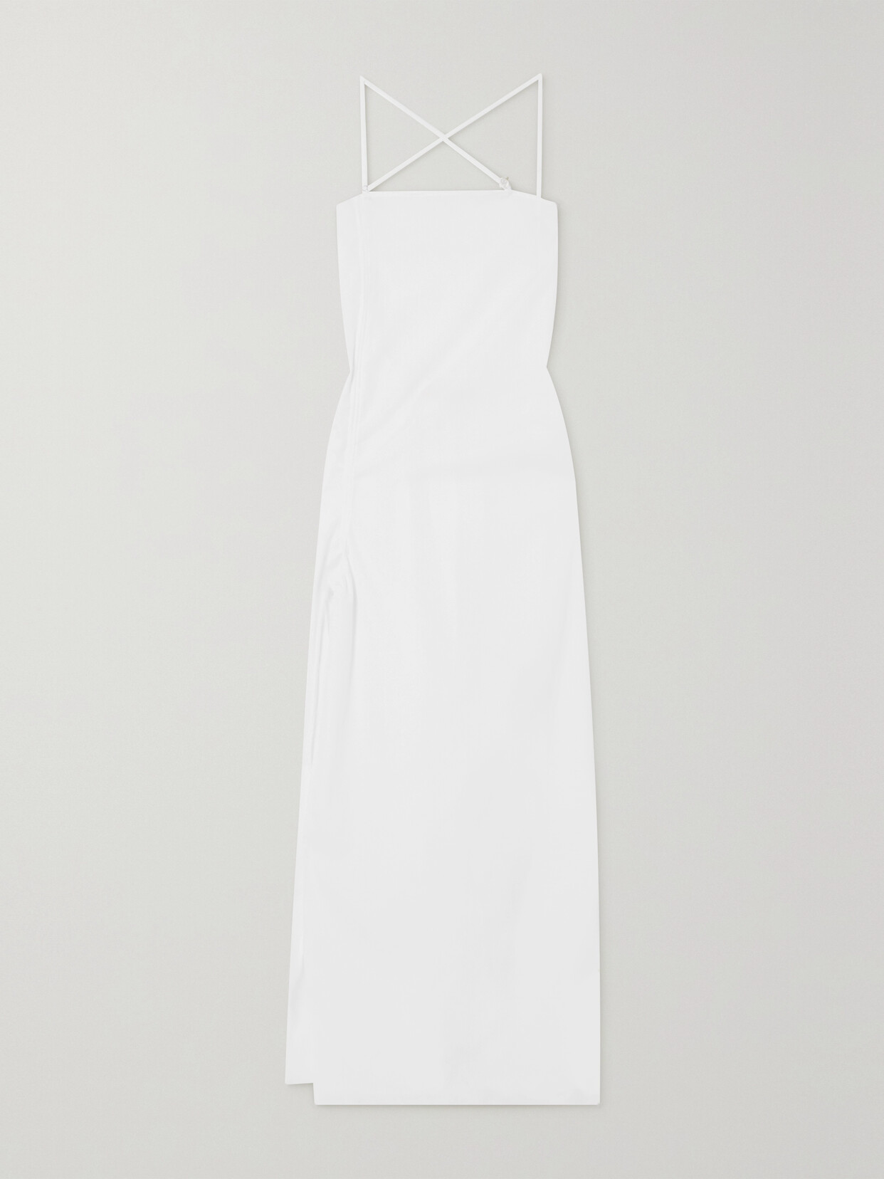 IOANNES Camilla Open-back Ruched Cotton-poplin Maxi Dress - White