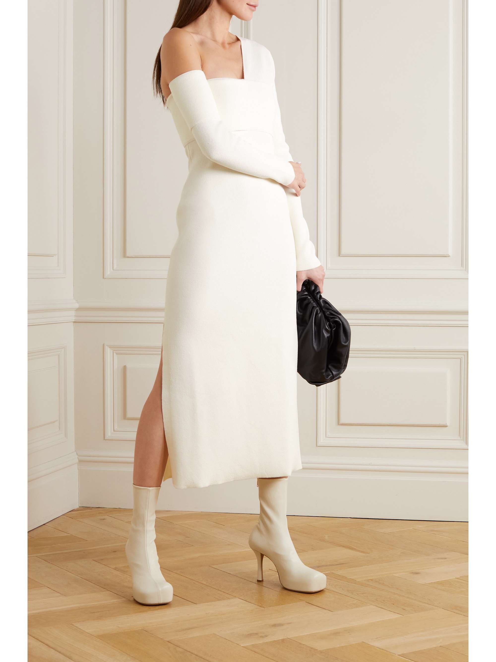 knitted one shoulder dress
