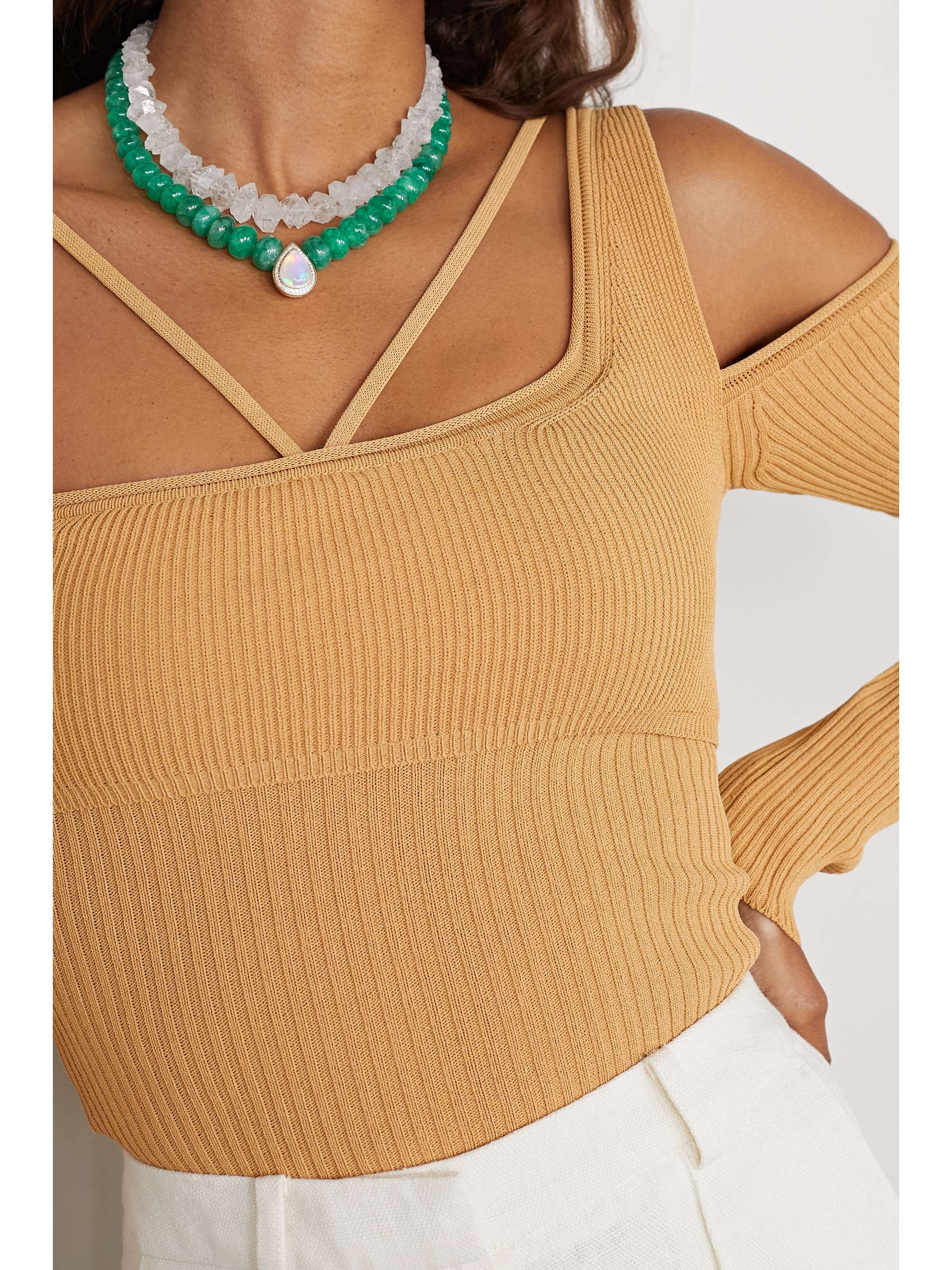 JACQUIE AICHE 14-karat gold multi-stone necklace