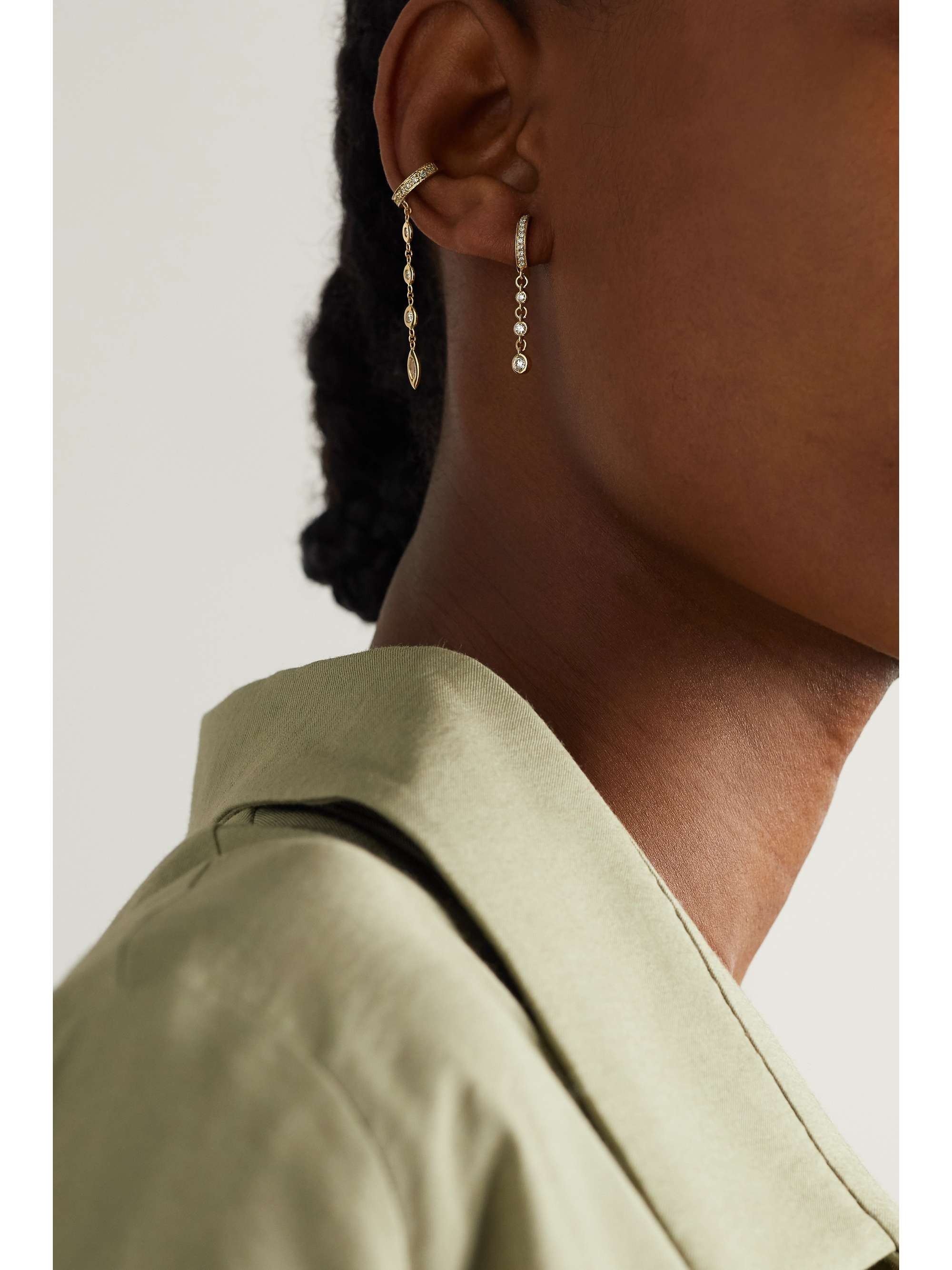 JACQUIE AICHE 14-karat gold diamond hoop earring