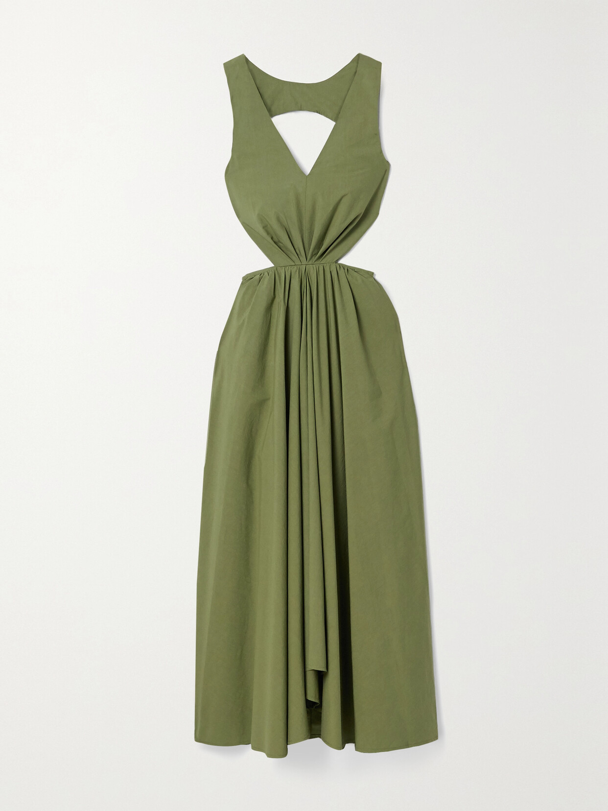 DEVEAUX - Madelyn Cutout Cotton-poplin Dress - Green