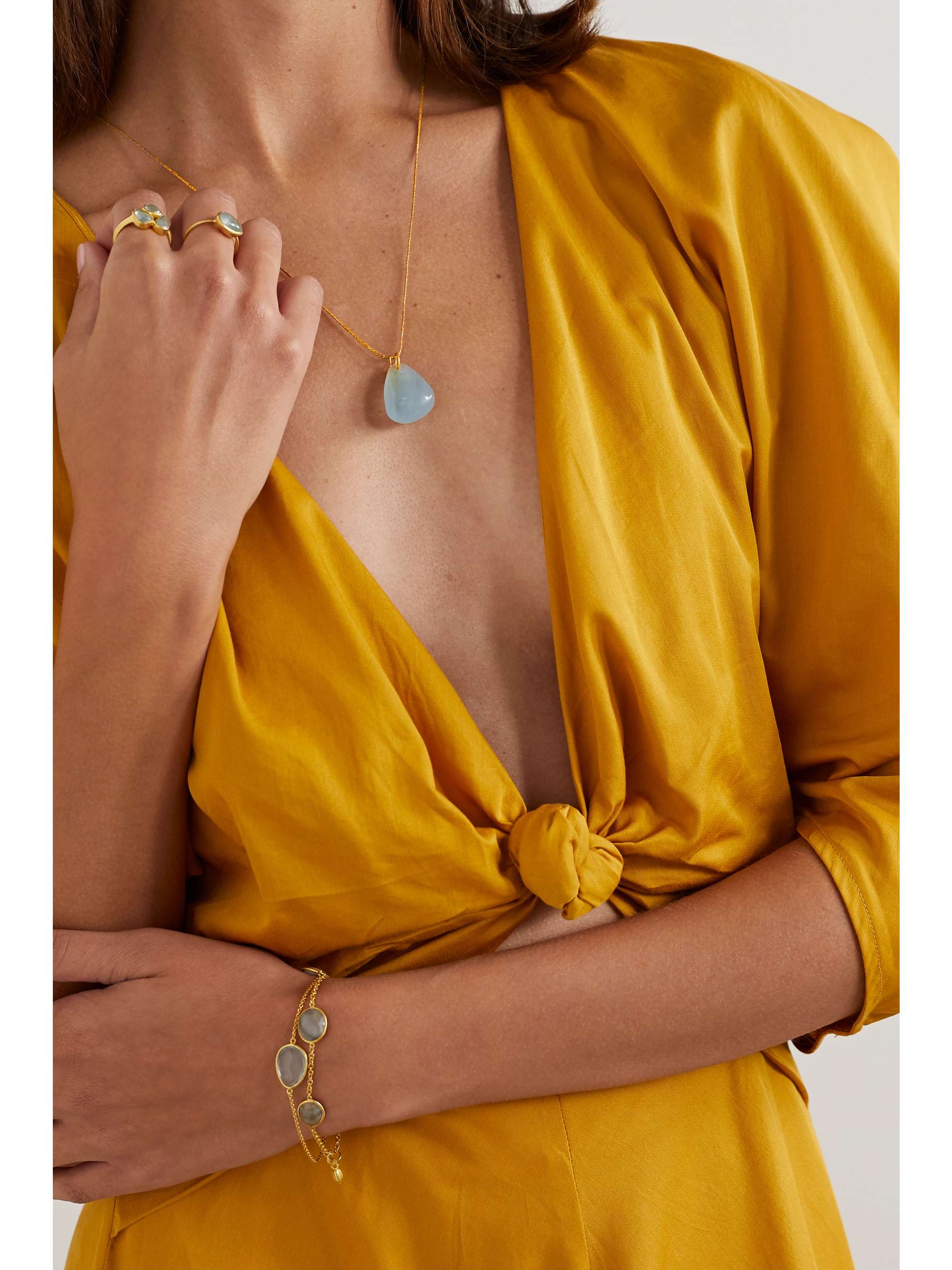 PIPPA SMALL 18-karat gold aquamarine necklace