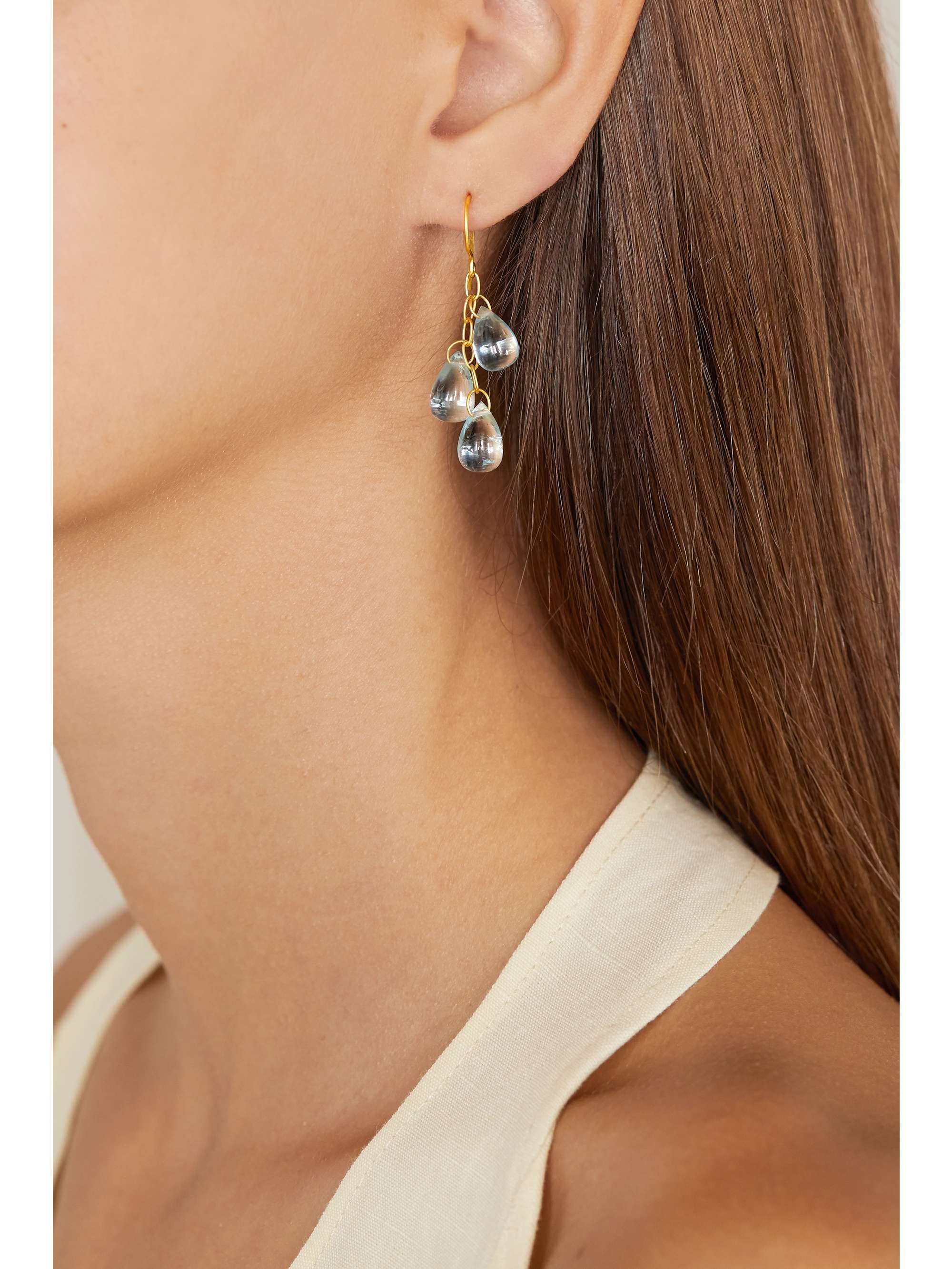 PIPPA SMALL 18-karat gold aquamarine earrings