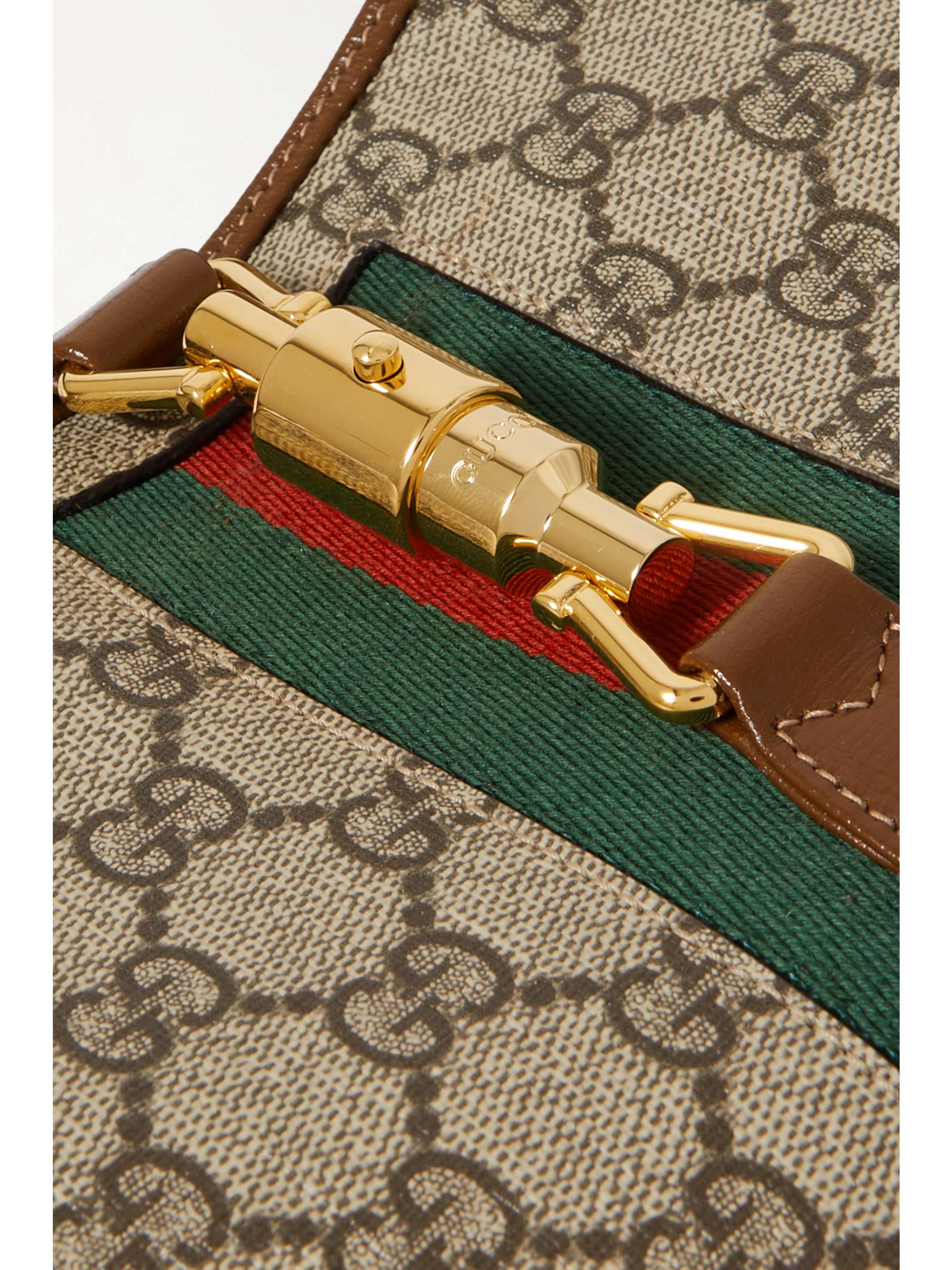 GUCCI Jackie 1961 small webbing-trimmed coated-canvas and leather shoulder bag