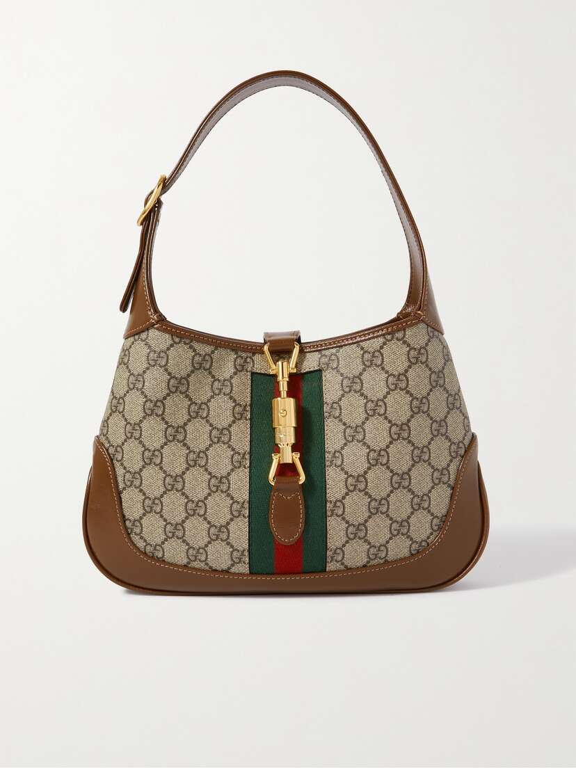 Gucci Jackie 1961 Small Webbing-trimmed Coated-canvas And Leather Shoulder Bag