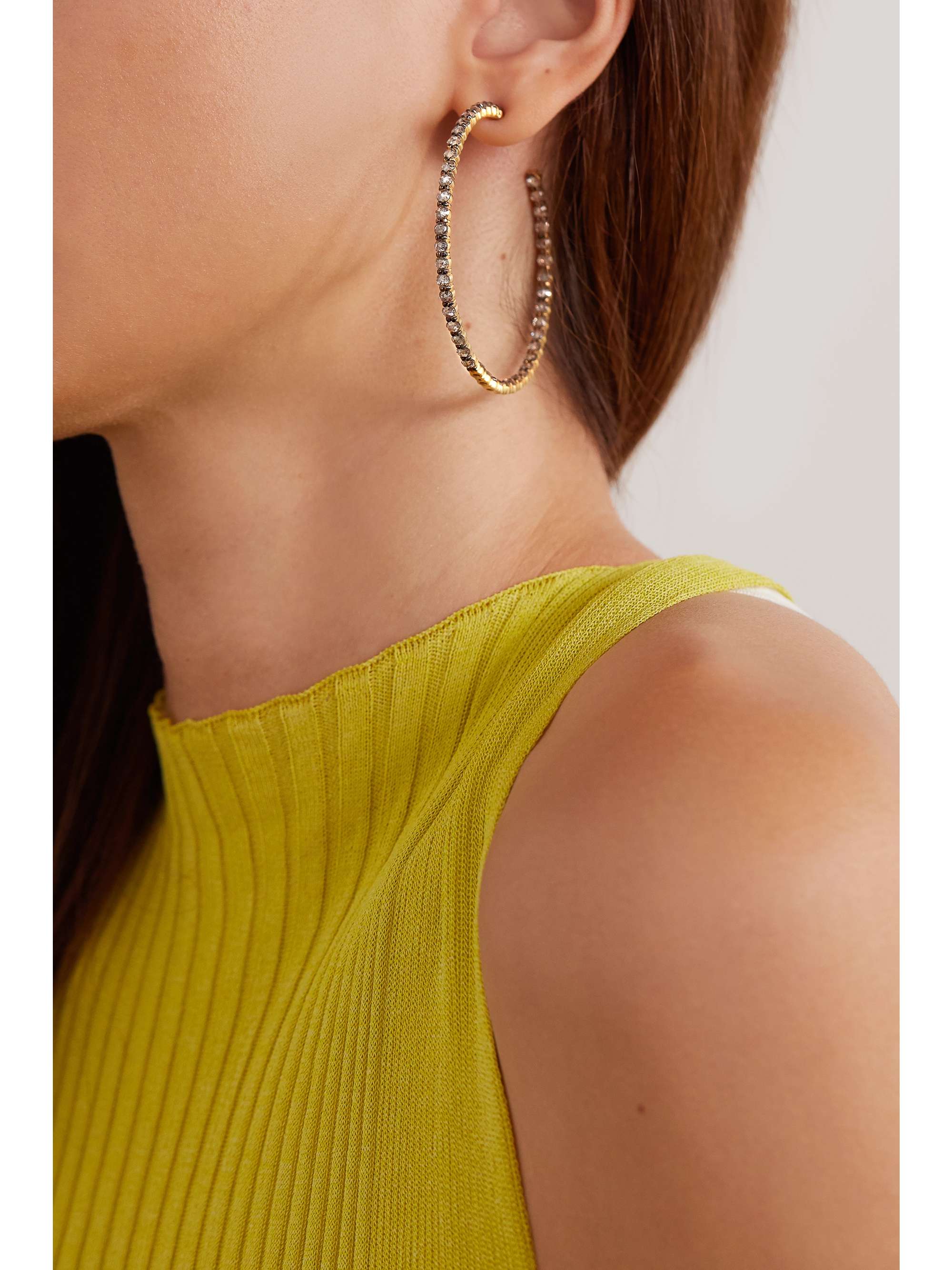 SYLVA & CIE 18-karat gold multi-stone hoop earrings