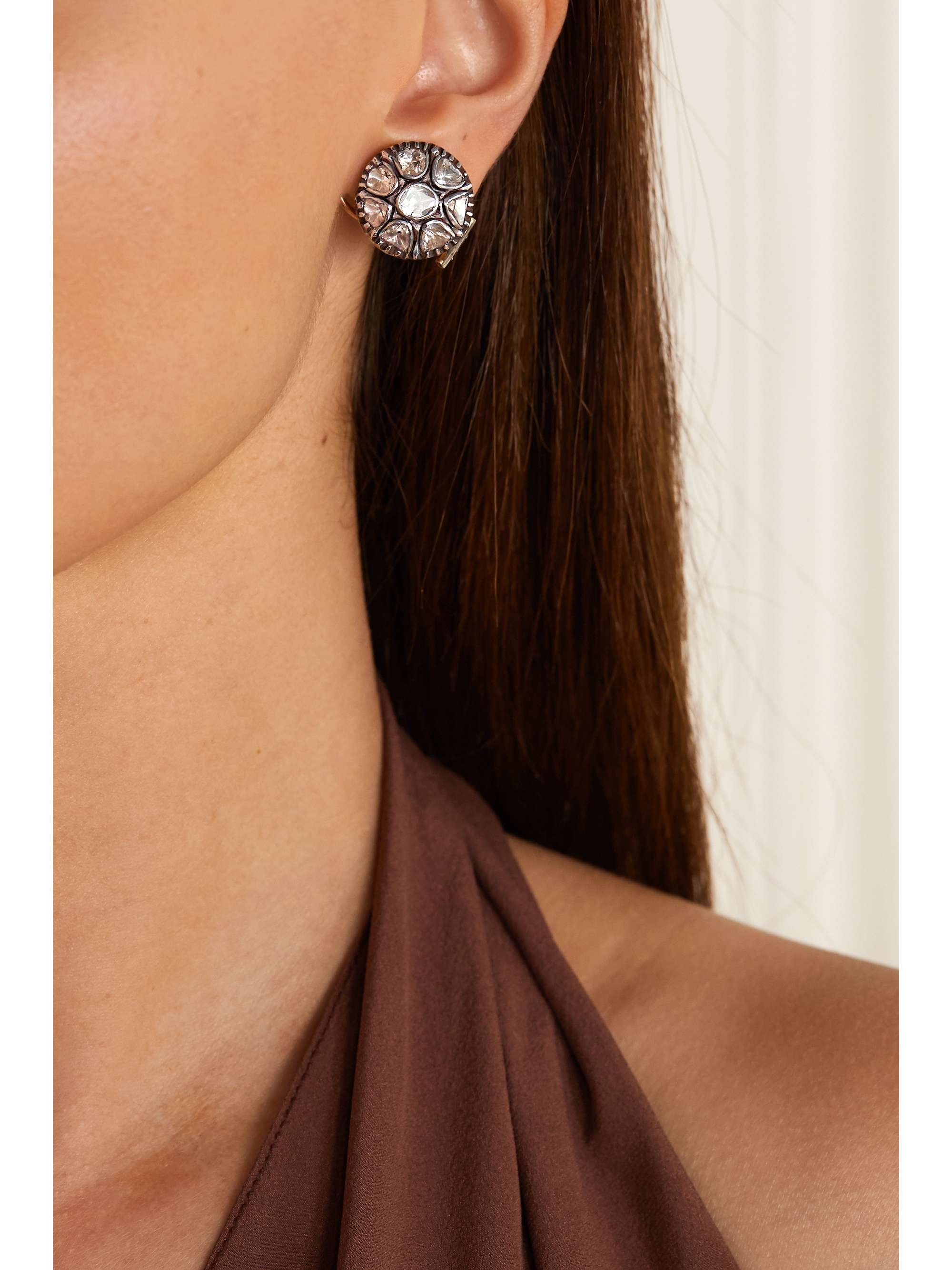 AMRAPALI LONDON Sterling silver-plated 18-karat gold diamond earrings