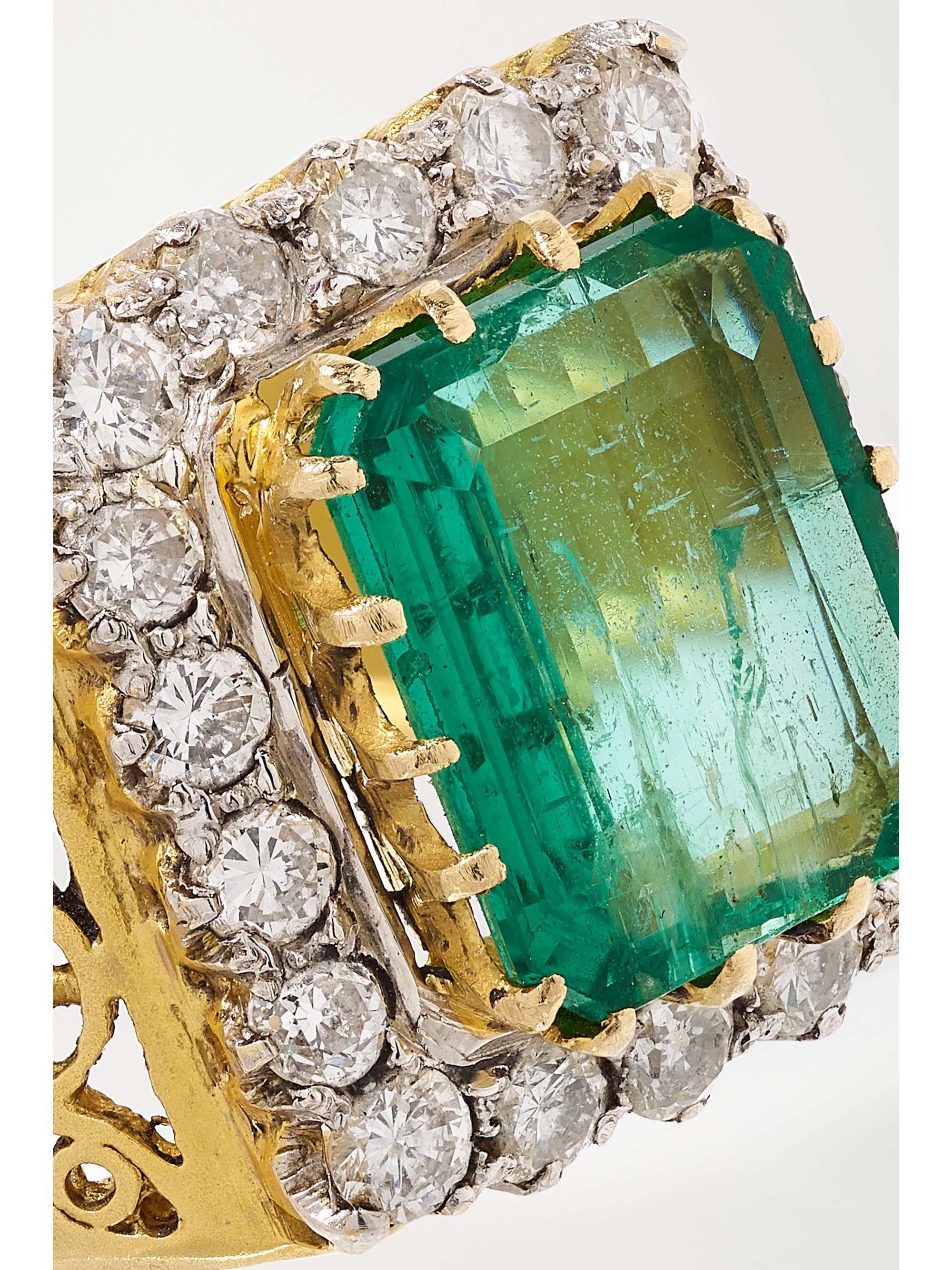 AMRAPALI LONDON Sterling silver-plated 18-karat gold, emerald and diamond ring
