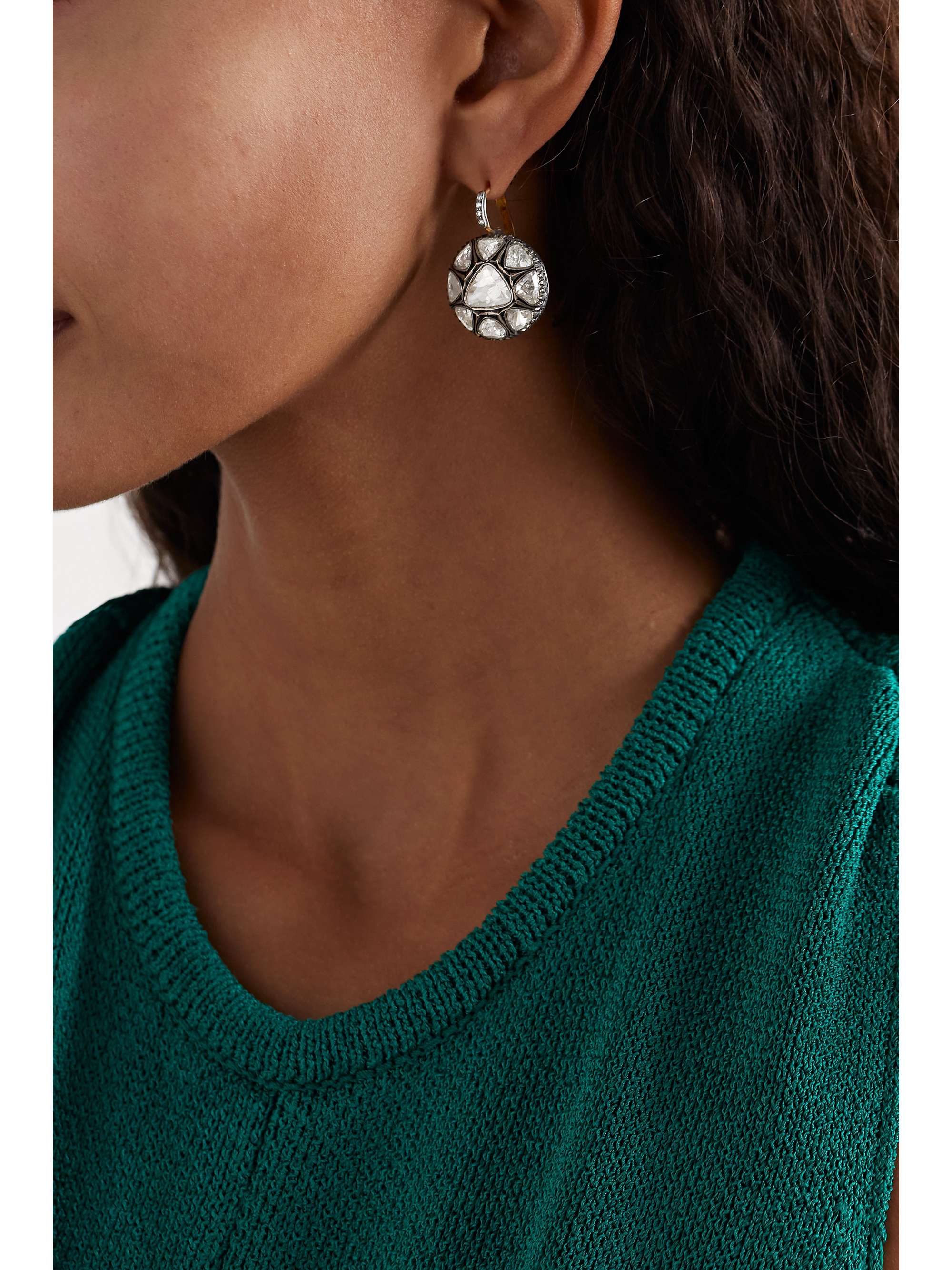 AMRAPALI LONDON 18-karat gold and sterling silver diamond earrings