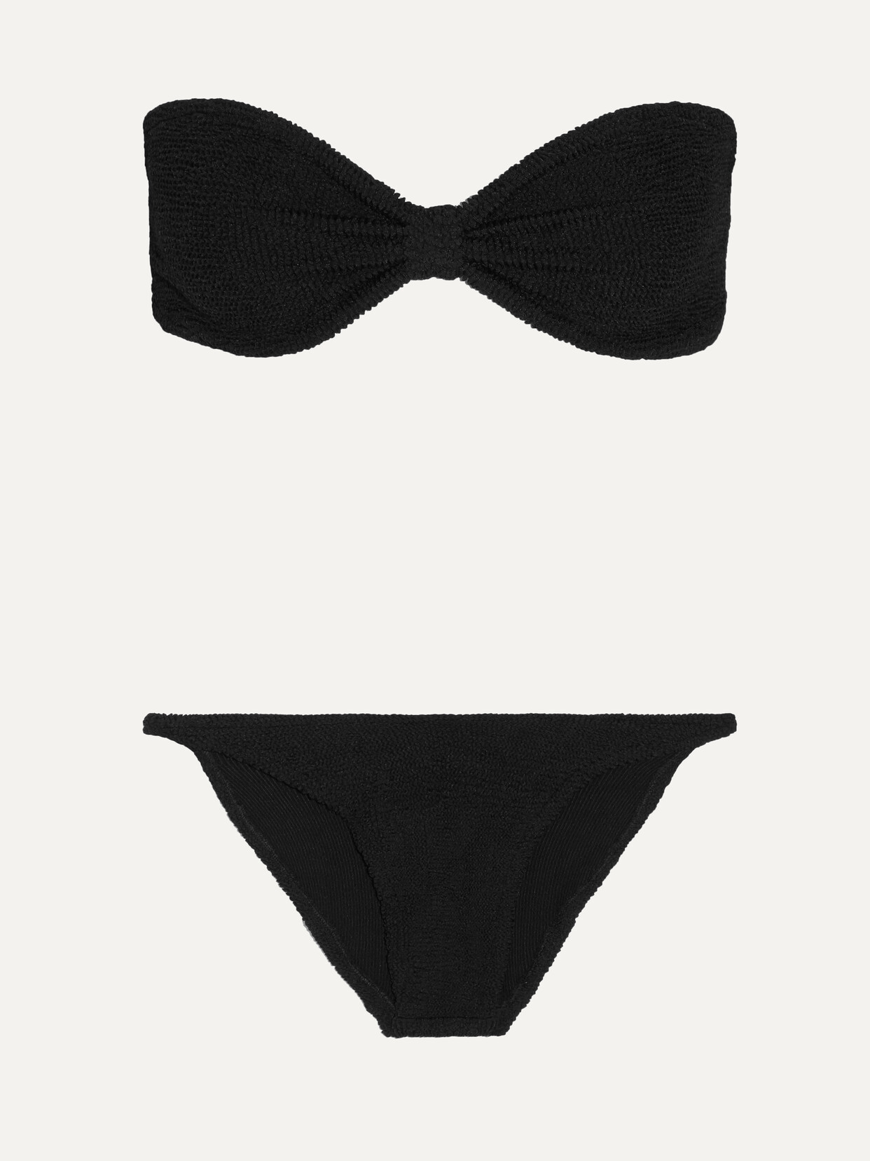 Shop Hunza G + Net Sustain Jean Seersucker Bandeau Bikini In Black