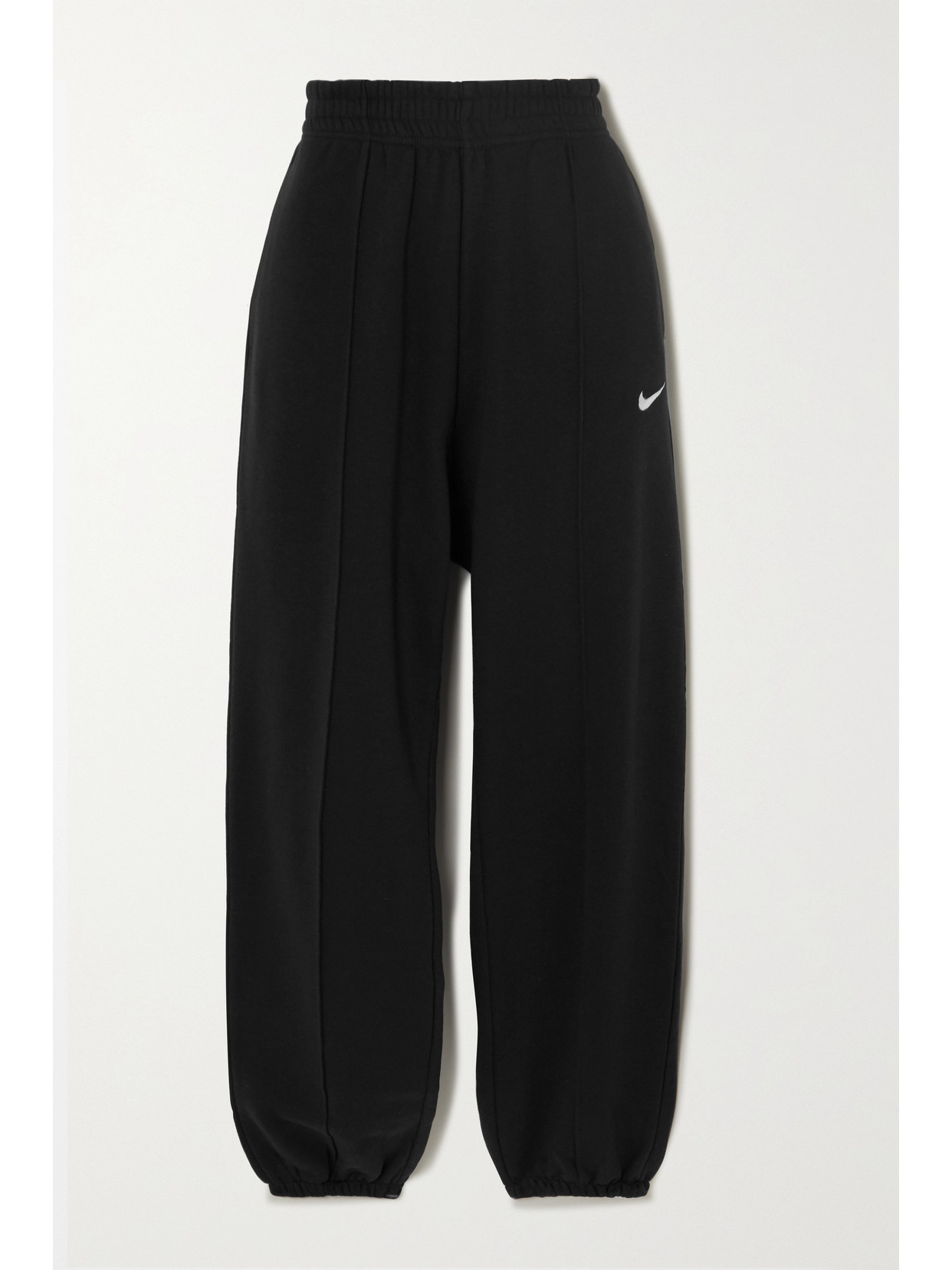 Nike Embroidered Cotton-blend Fleece Track Pants In Black
