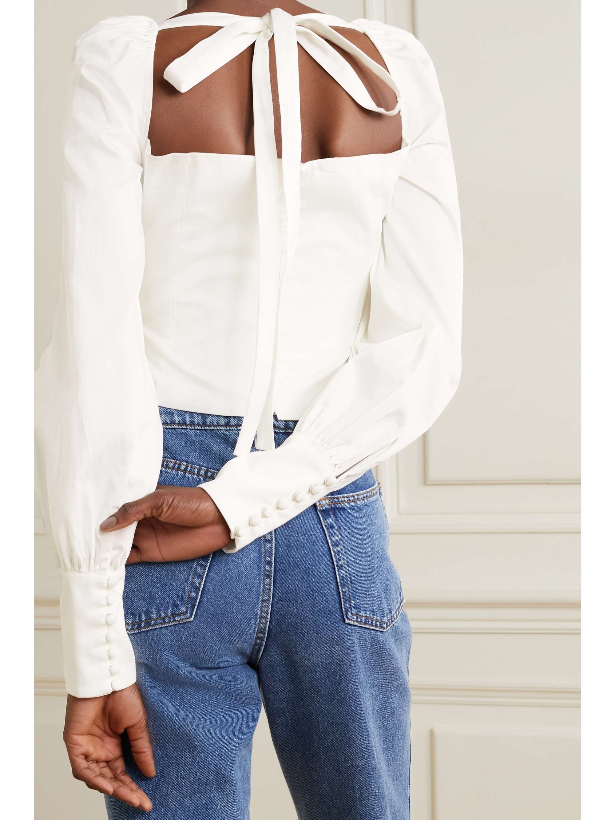 ORSEUND IRIS Victorian button-embellished Pima cotton-sateen blouse