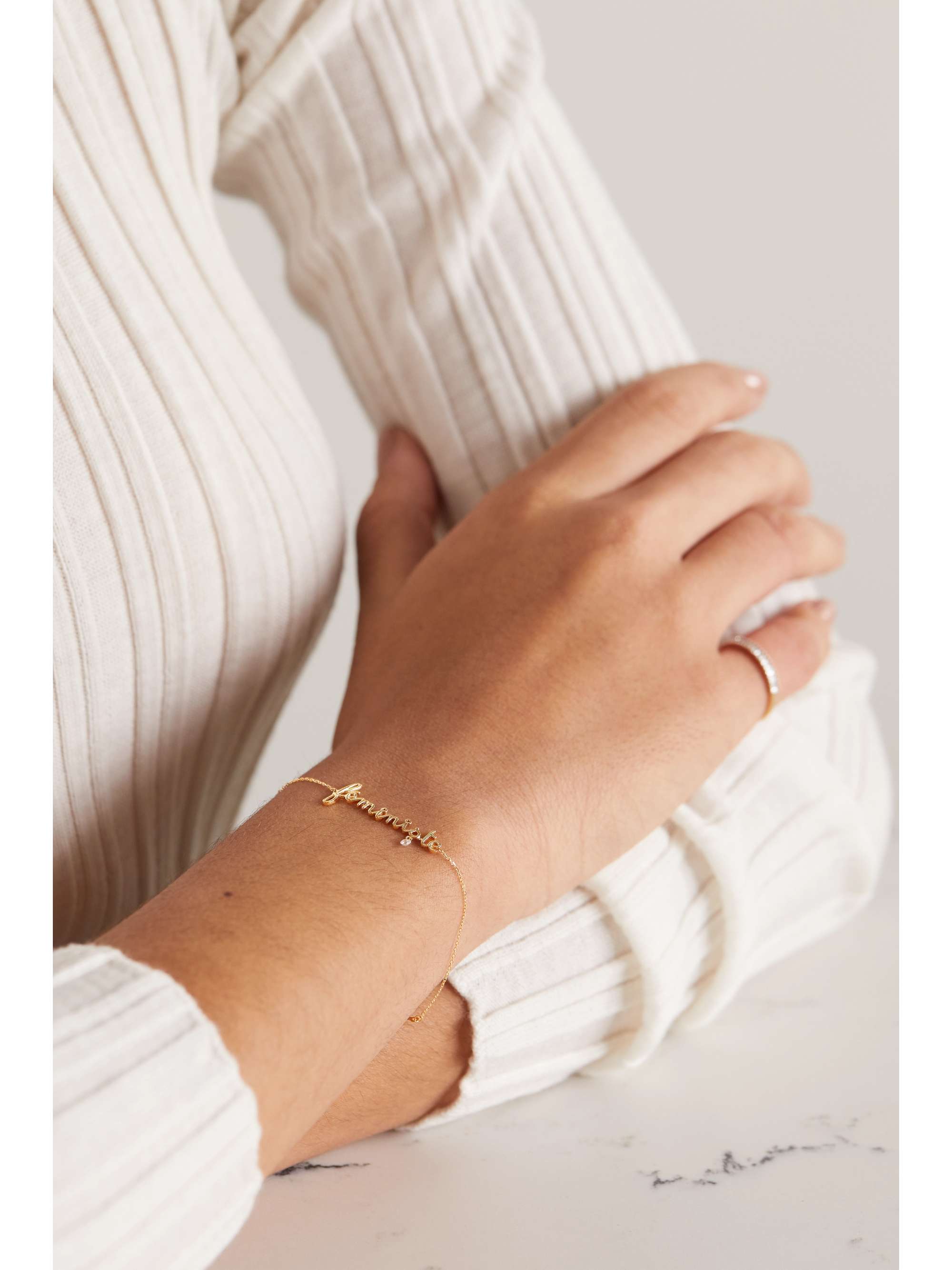 PERSÉE Feministe 18-karat gold diamond bracelet