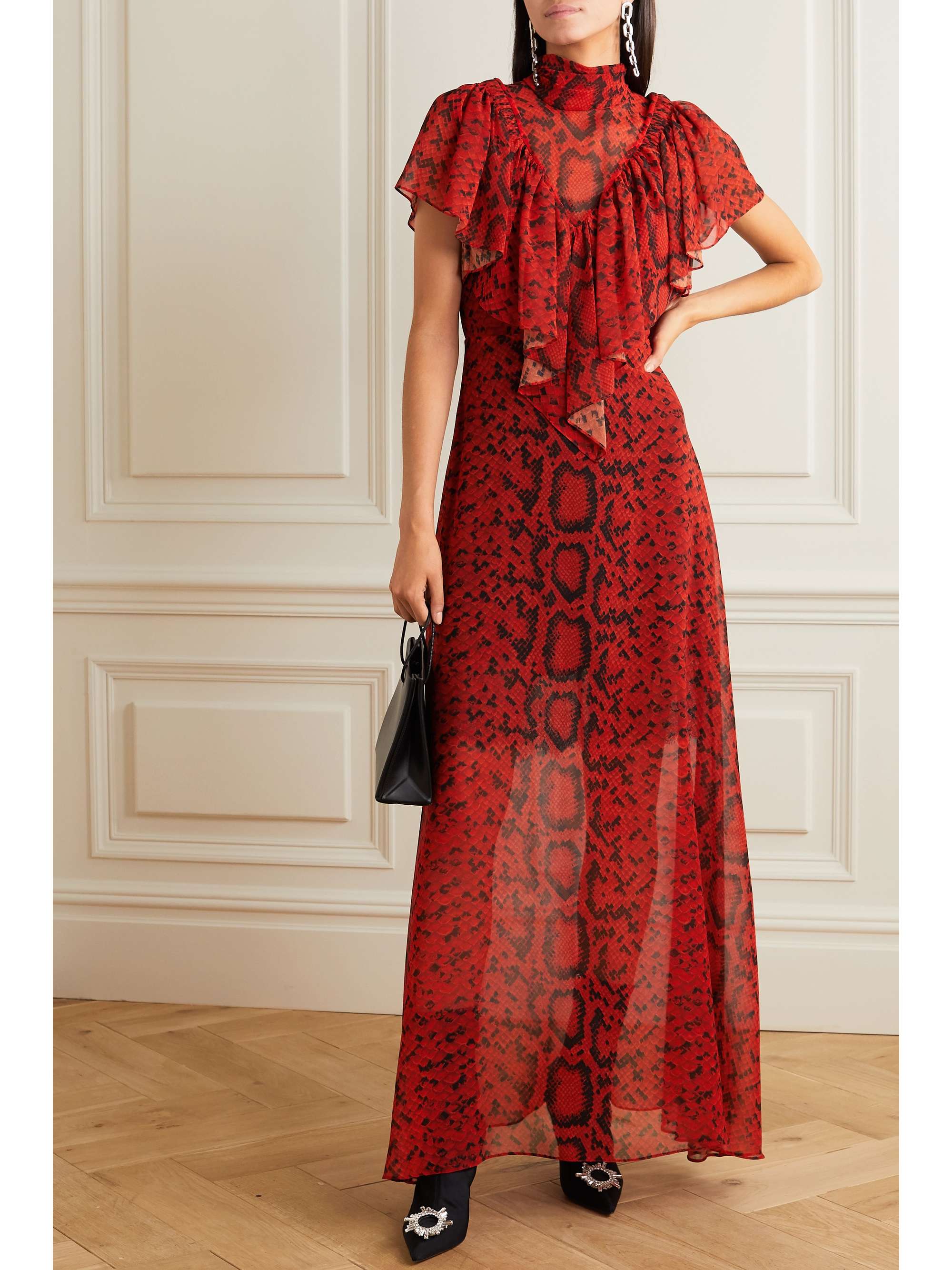 PREEN BY THORNTON BREGAZZI Ruffled floral-print georgette maxi dress