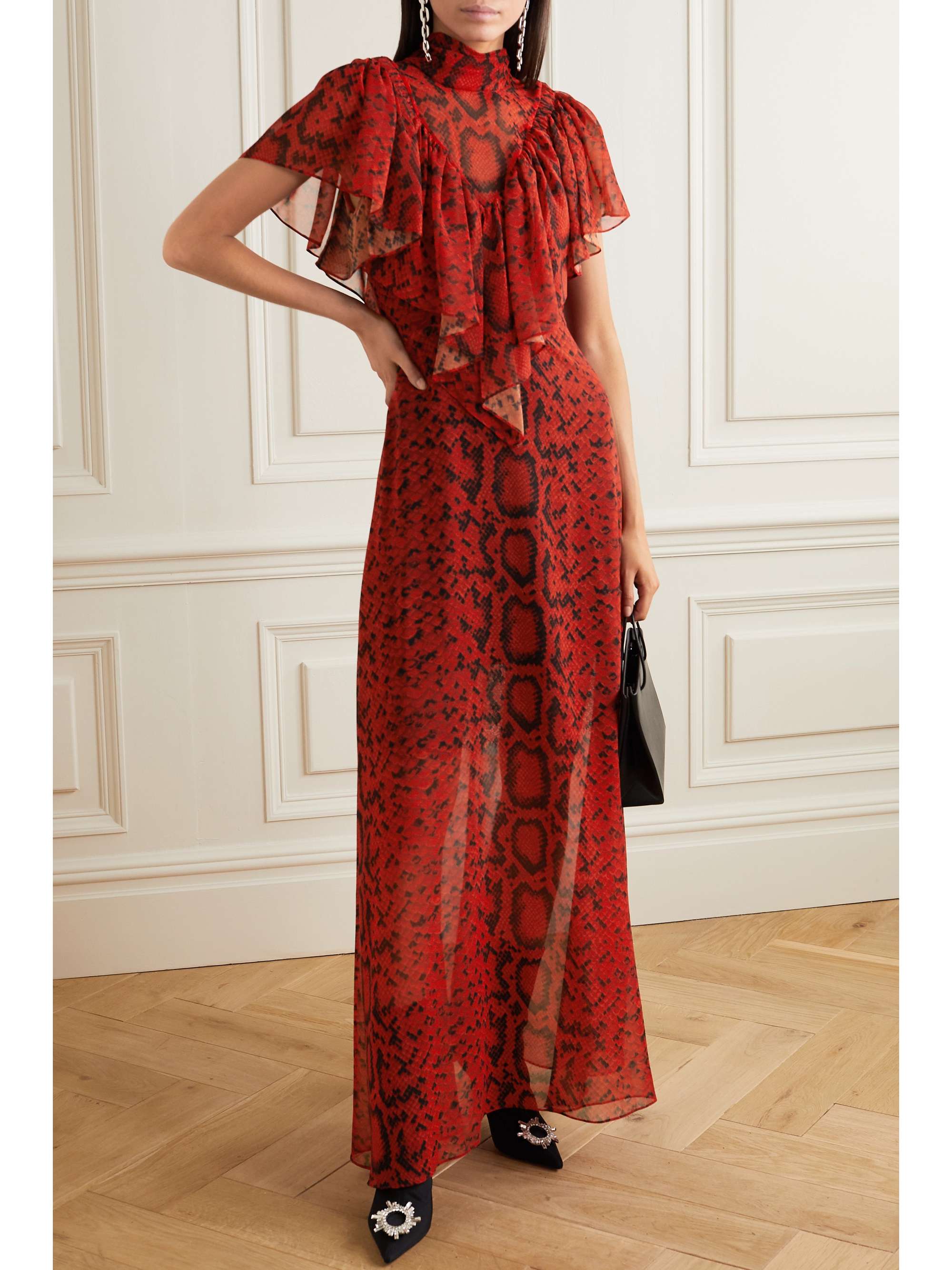 PREEN BY THORNTON BREGAZZI Ruffled floral-print georgette maxi dress