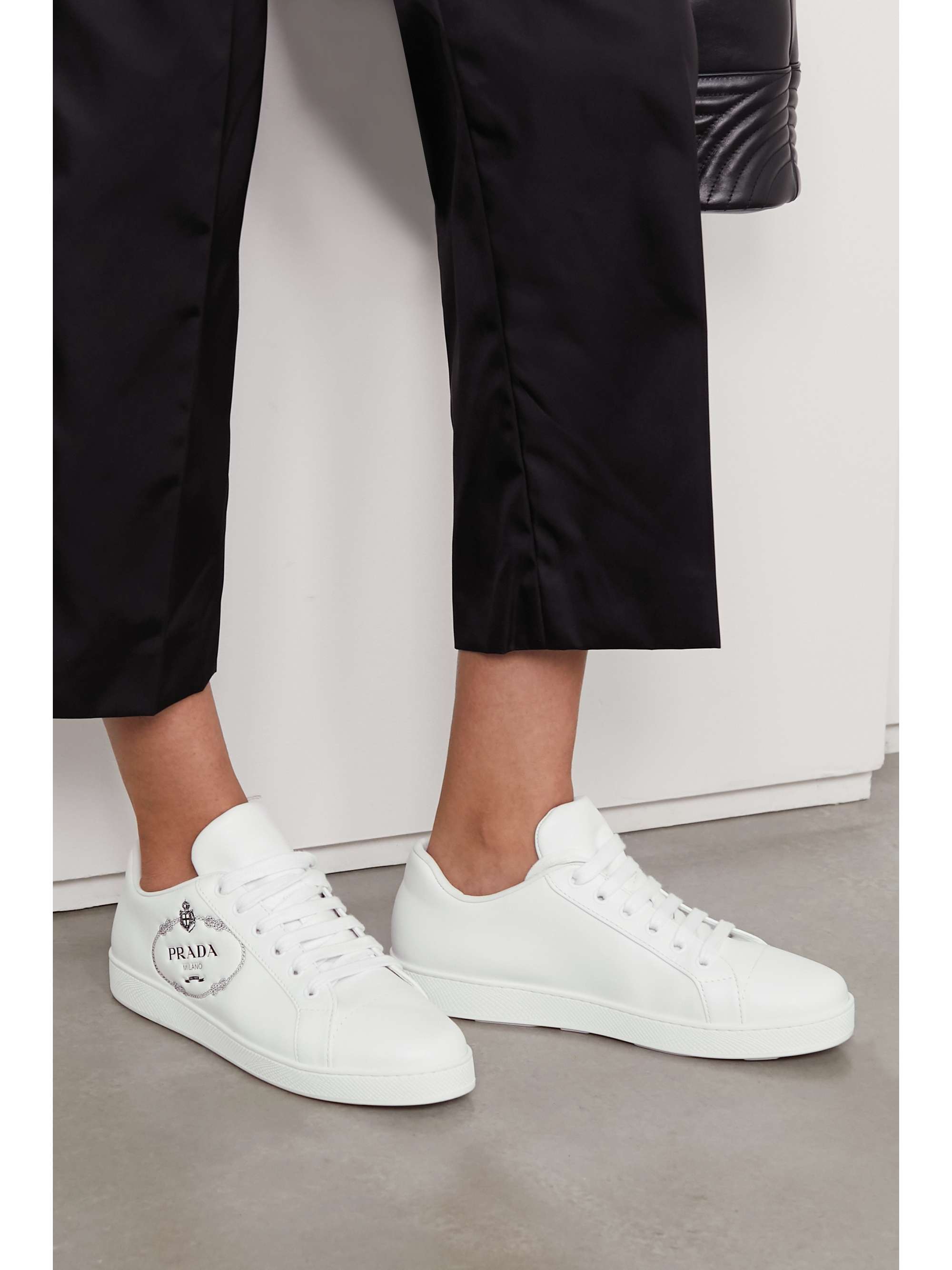 prada white leather sneakers