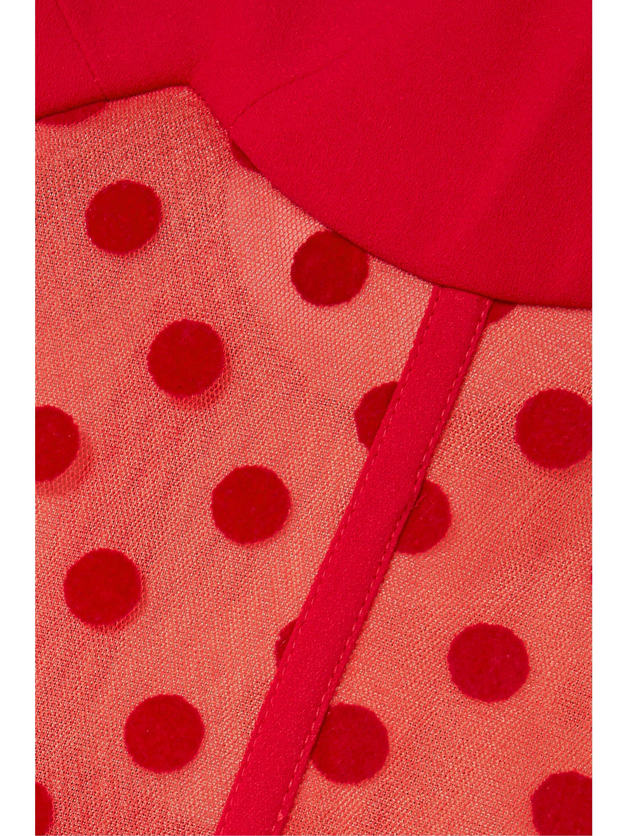 RASARIO Tiered polka-dot flocked tulle and cady gown