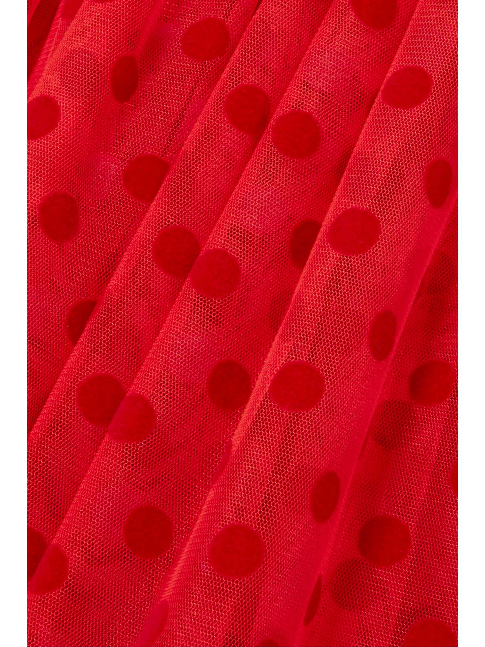 RASARIO Tiered polka-dot flocked tulle and cady gown