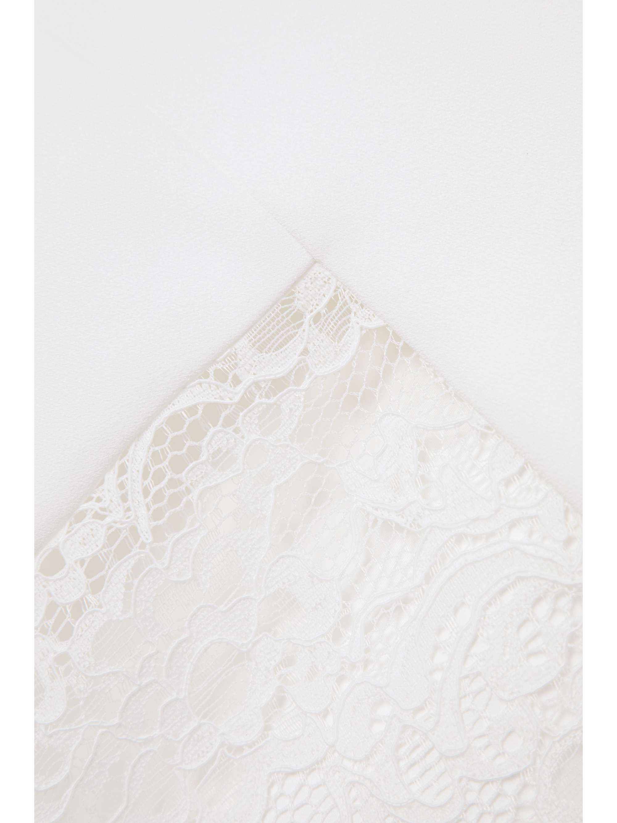 RASARIO Asymmetric one-sleeve lace-paneled crepe midi dress