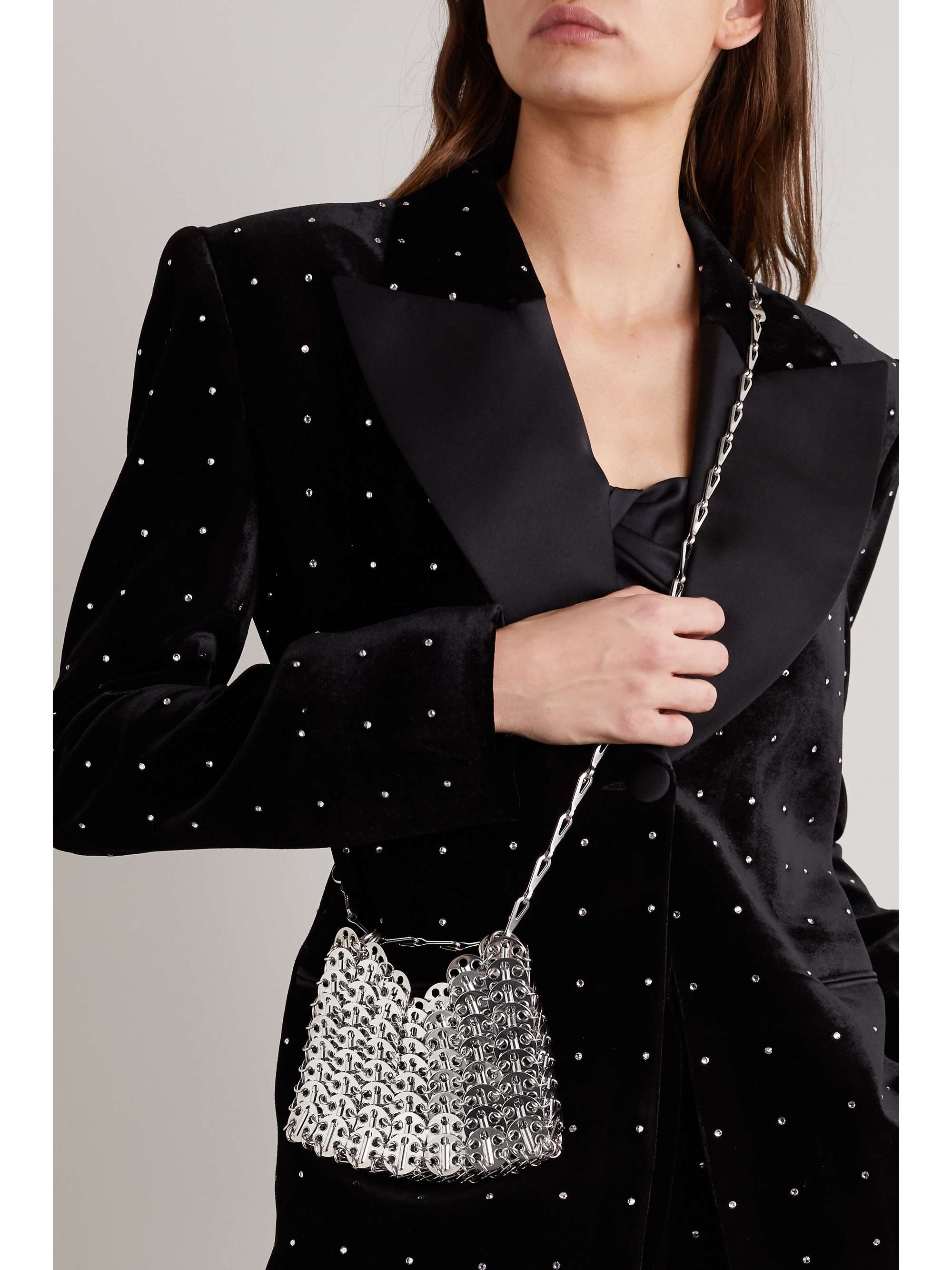 PACO RABANNE Nano 1969 paillette-embellished chainmail shoulder bag