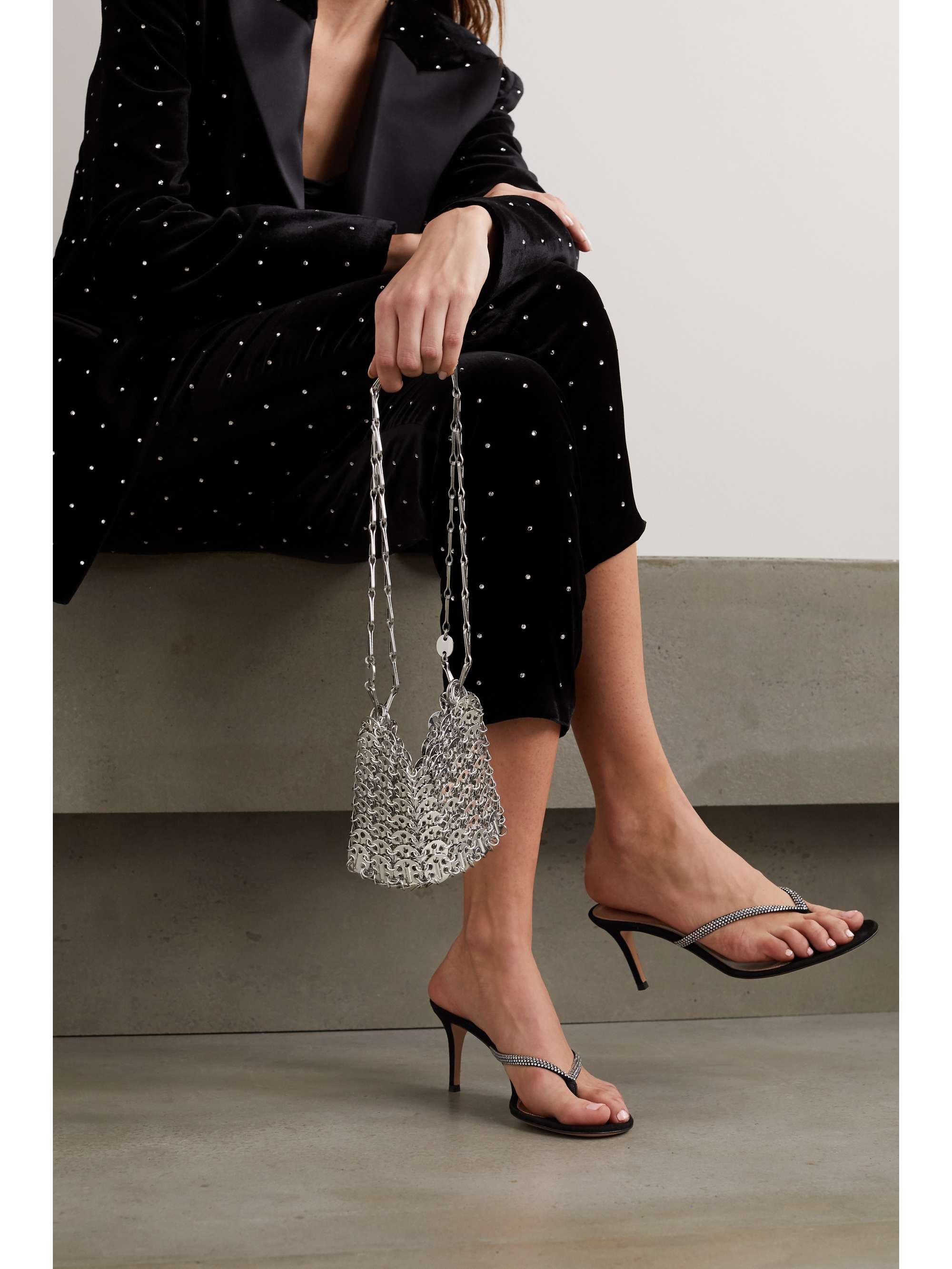 PACO RABANNE Nano 1969 paillette-embellished chainmail shoulder bag