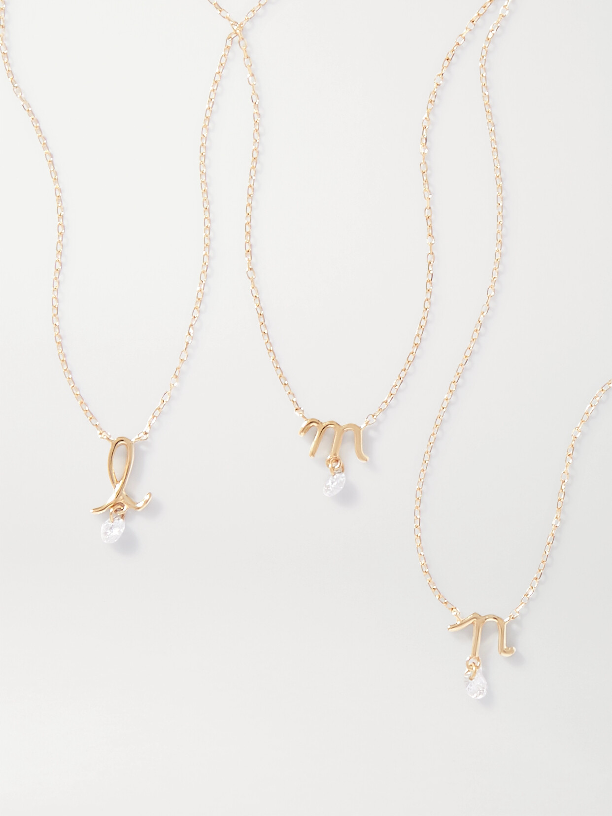 Persée Alphabet 18-karat Gold Diamond Necklace - U