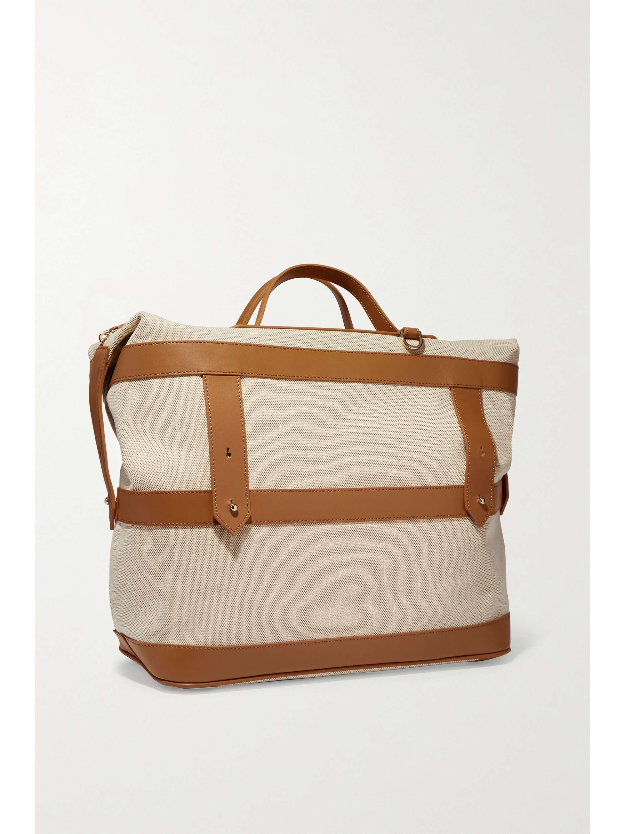 PARAVEL + NET SUSTAIN Weekender leather-trimmed cotton-canvas weekend bag