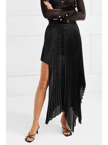 PETER DO Asymmetric pleated metallic voile skirt