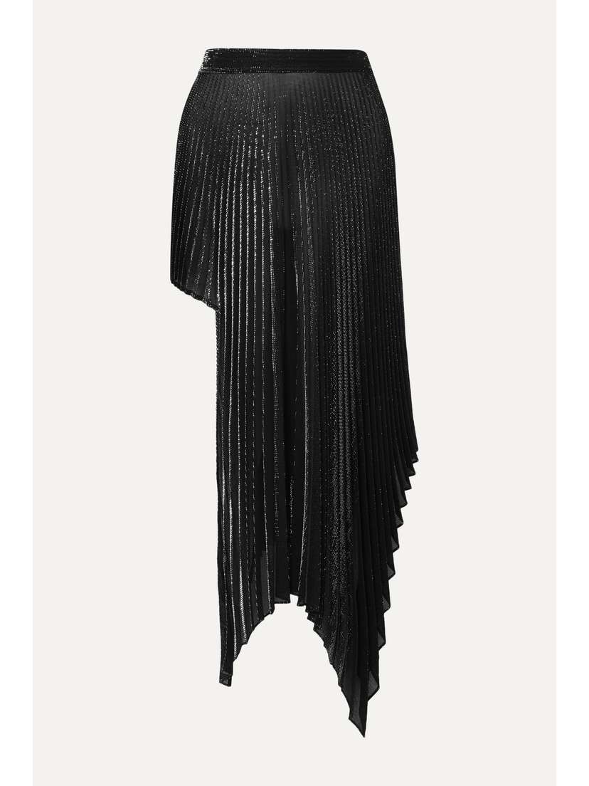 Peter Do Asymmetric Pleated Metallic Voile Skirt