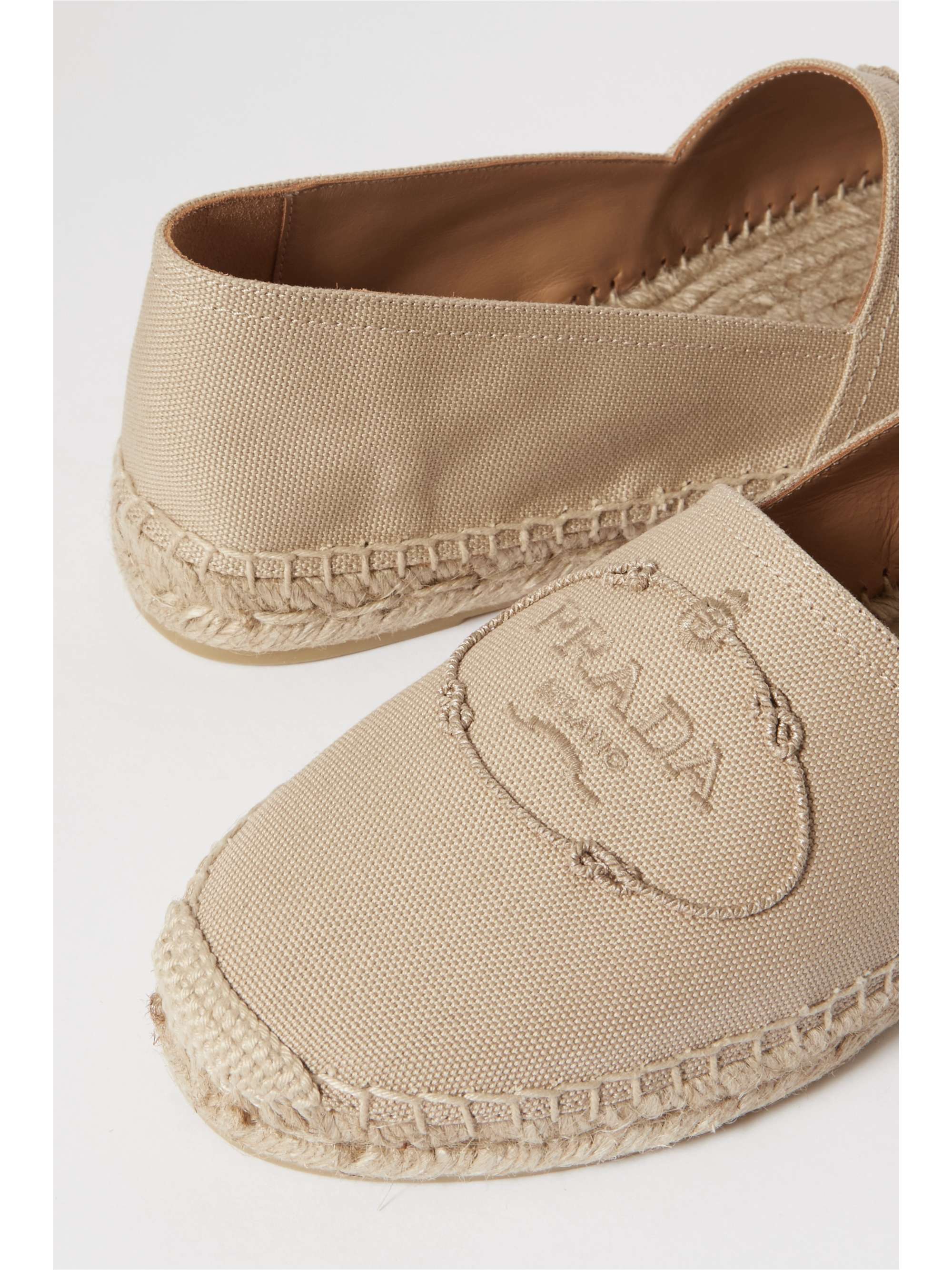 PRADA Espadrilles aus Canvas mit Logostickerei