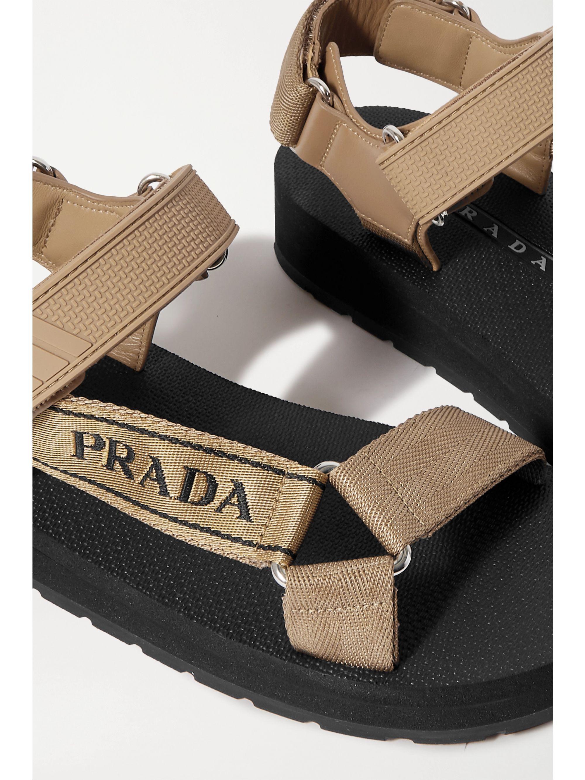 prada logo quilted leather sandals