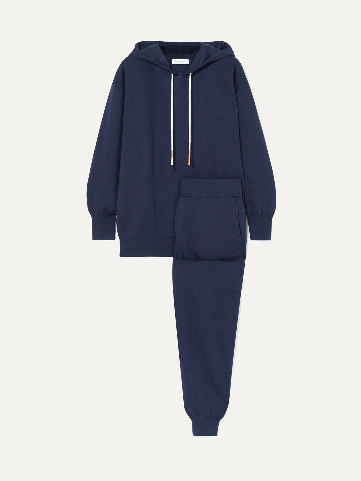 Olivia Von Halle Gia Paris Silk And Cashmere-blend Hoodie And Track Pants Set In Indigo