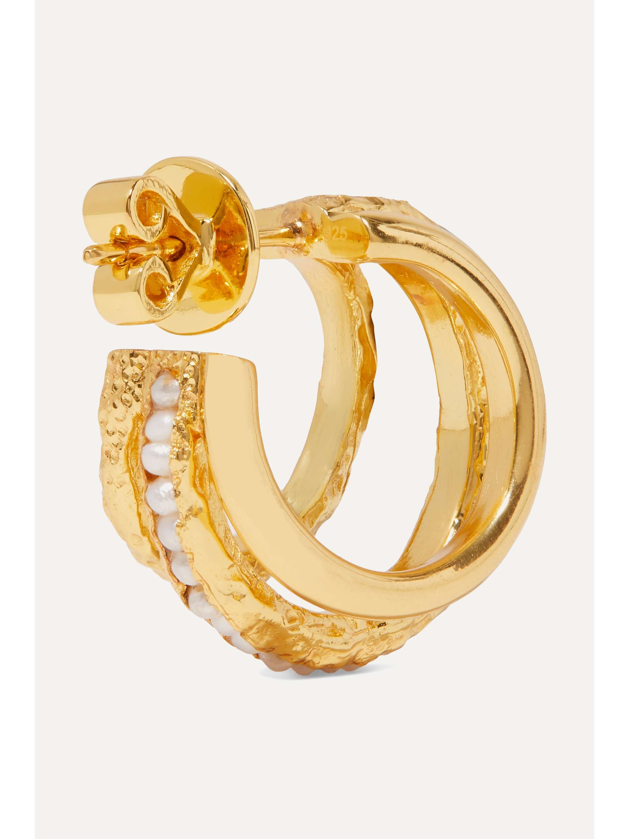 PACHAREE Gold-plated pearl hoop earrings