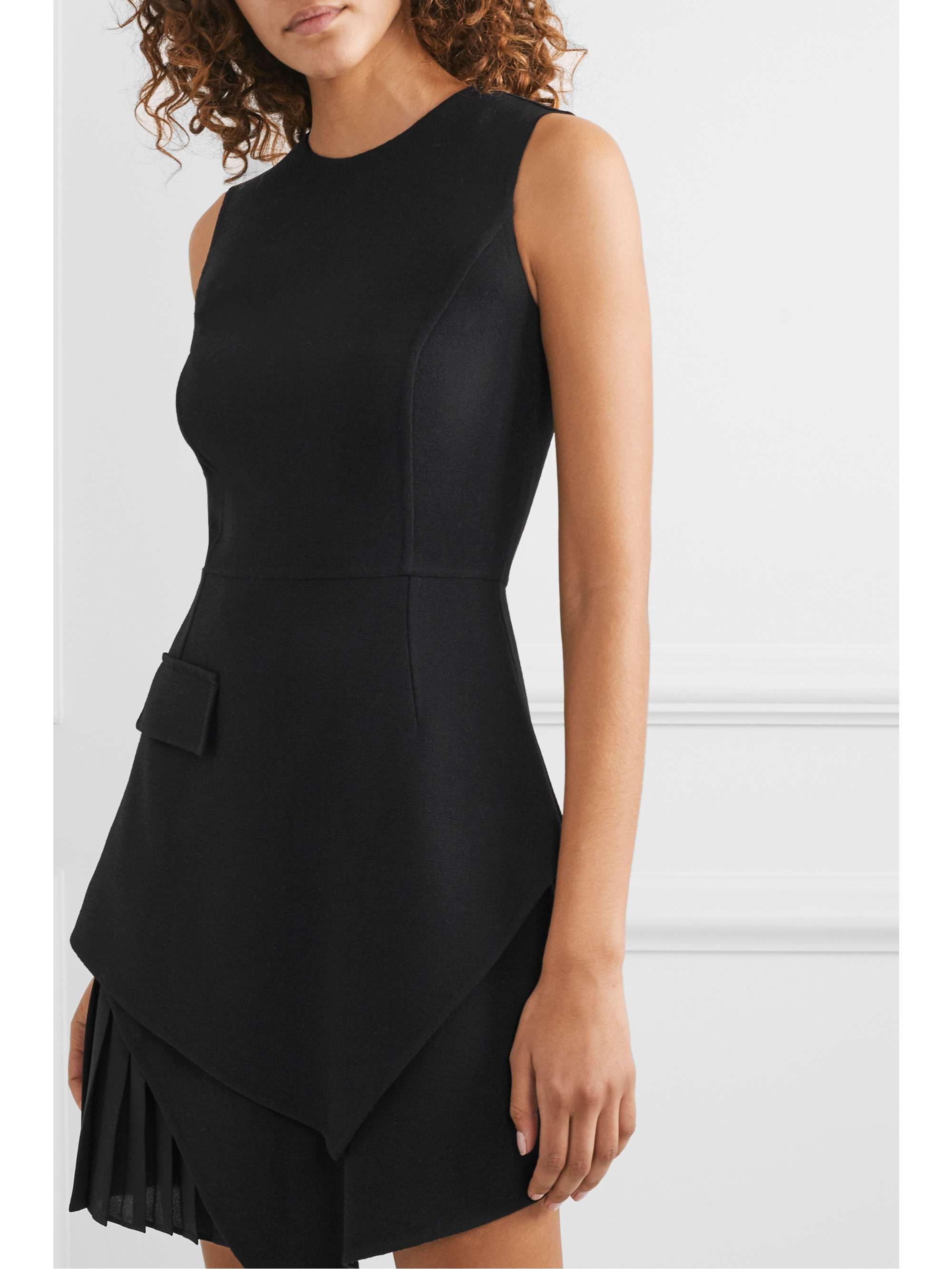 OSCAR DE LA RENTA Layered pleated grain de poudre wool-blend mini dress