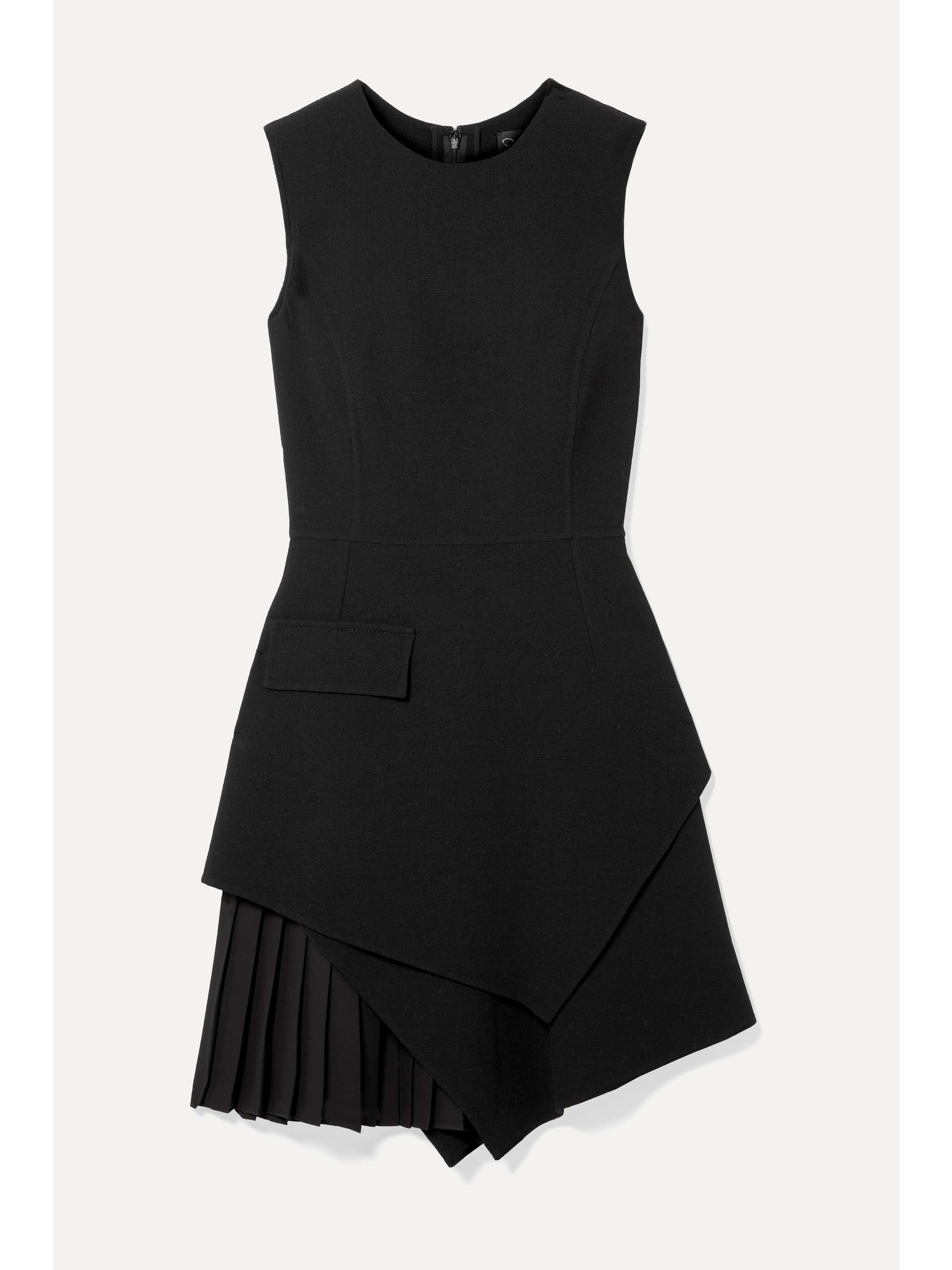 OSCAR DE LA RENTA Layered pleated grain de poudre wool-blend mini dress