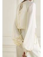 Cream Drama cropped satin blouse | ORSEUND IRIS | NET-A-PORTER