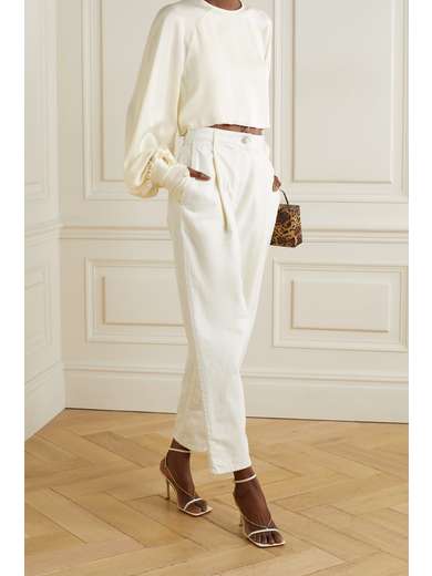 Cream Drama cropped satin blouse | ORSEUND IRIS | NET-A-PORTER