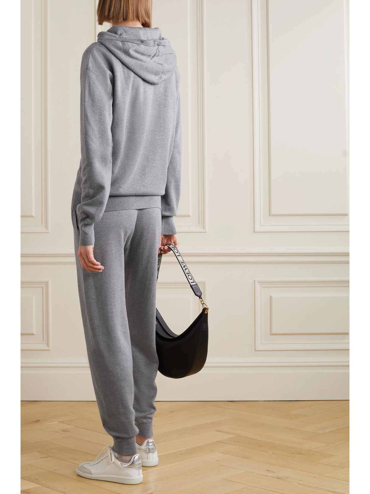 Olivia Von Halle Gia London Silk And Cashmere-blend Hoodie And Track Pants Set In Gray