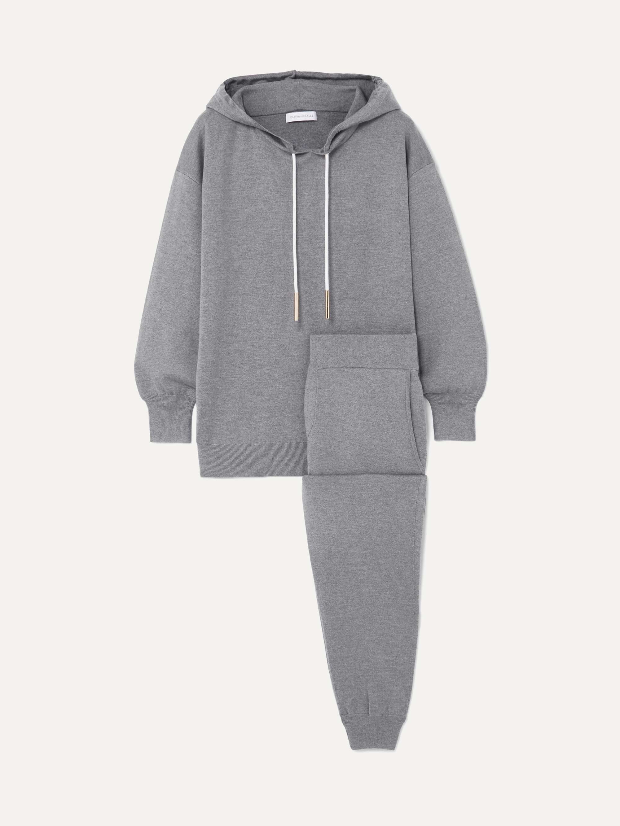 OLIVIA VON HALLE Gia London silk and cashmere-blend hoodie and track ...